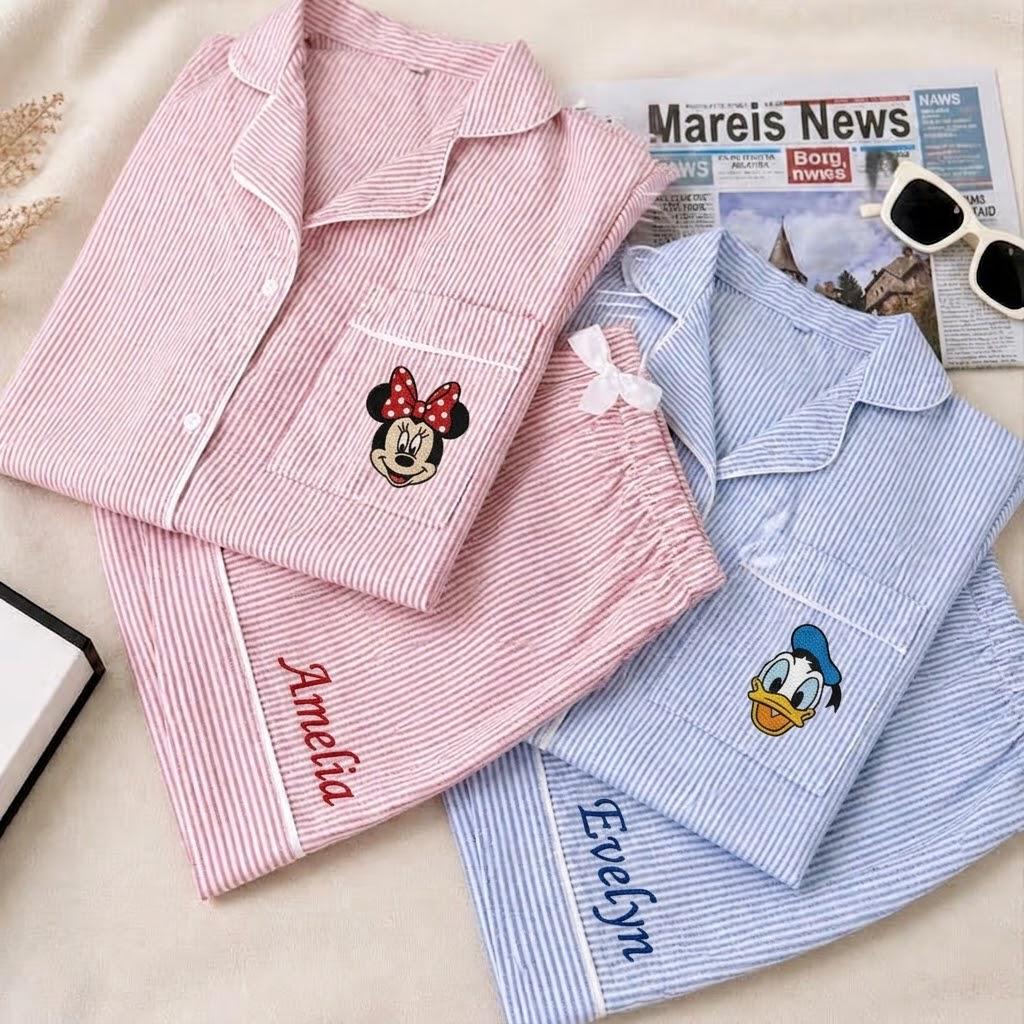 Personalized Embroidered Mickey and Friends Pajama Set – Disney Character Sleepwear PJs with Minnie Donald and Daisy