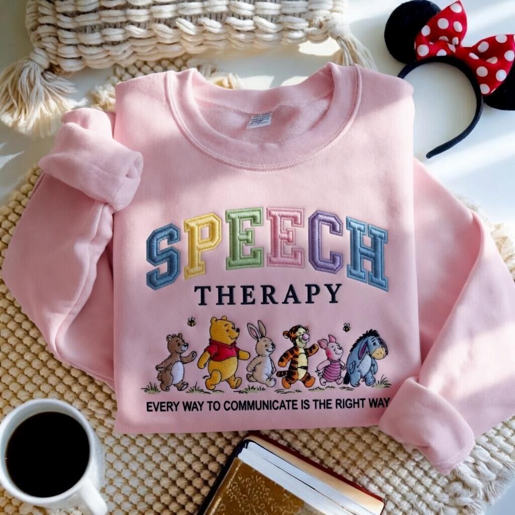 Winnie the Pooh Bear and Friends Embroidered Speech Therapy Sweatshirt – SLP Speech Language Pathologist Crewneck Disney Gift - photo 7