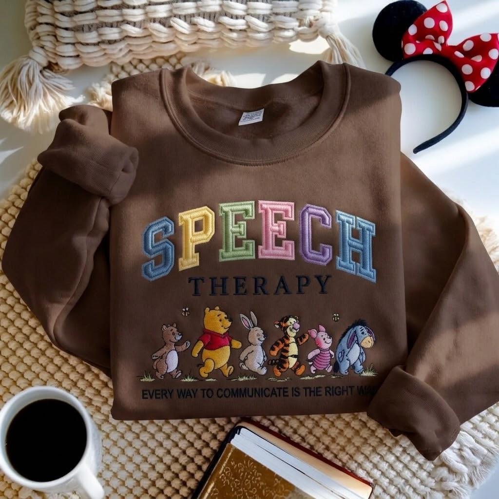 Winnie the Pooh Bear and Friends Embroidered Speech Therapy Sweatshirt – SLP Speech Language Pathologist Crewneck Disney Gift - photo 8