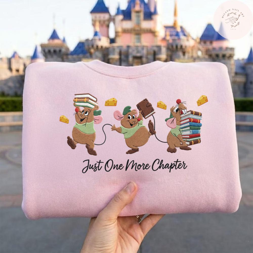 Embroidered Disney Gus Gus Machine T Shirt Sweatshirt Hoodie with Just One More Chapter – Book Lovers Gift WDW Disneyland Trip Shirt - photo 2