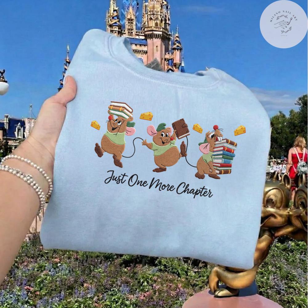 Embroidered Disney Gus Gus Machine T Shirt Sweatshirt Hoodie with Just One More Chapter – Book Lovers Gift WDW Disneyland Trip Shirt - photo 3
