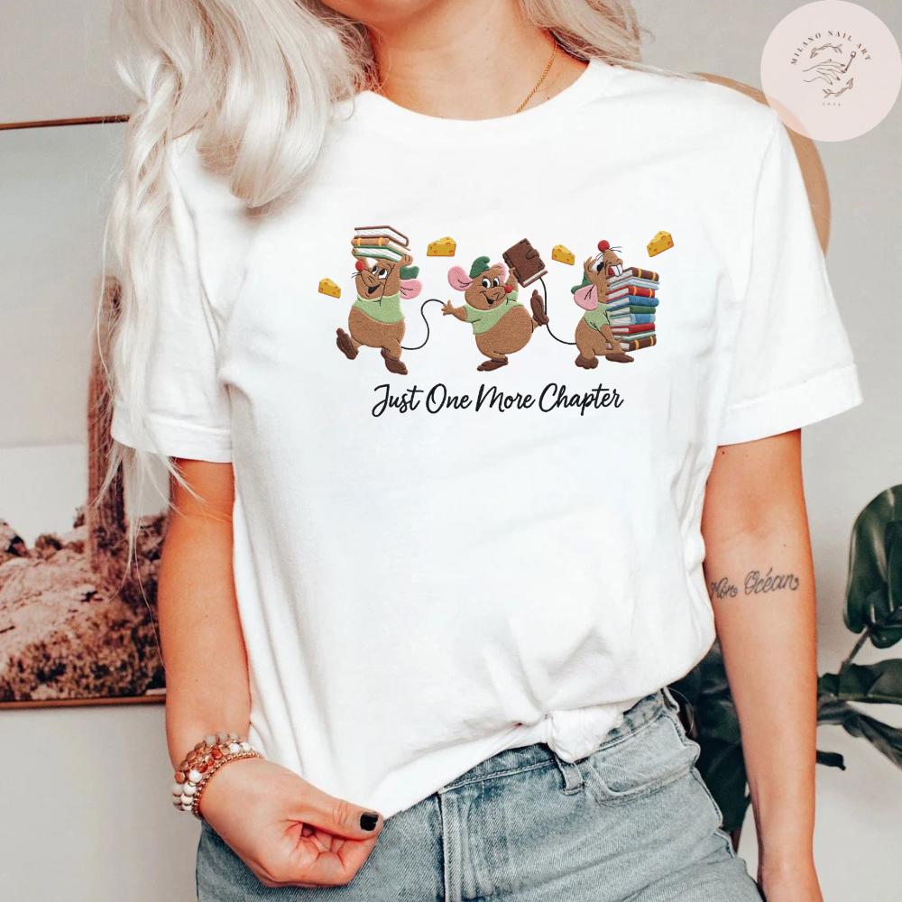 Embroidered Disney Gus Gus Machine T Shirt Sweatshirt Hoodie with Just One More Chapter – Book Lovers Gift WDW Disneyland Trip Shirt - photo 7