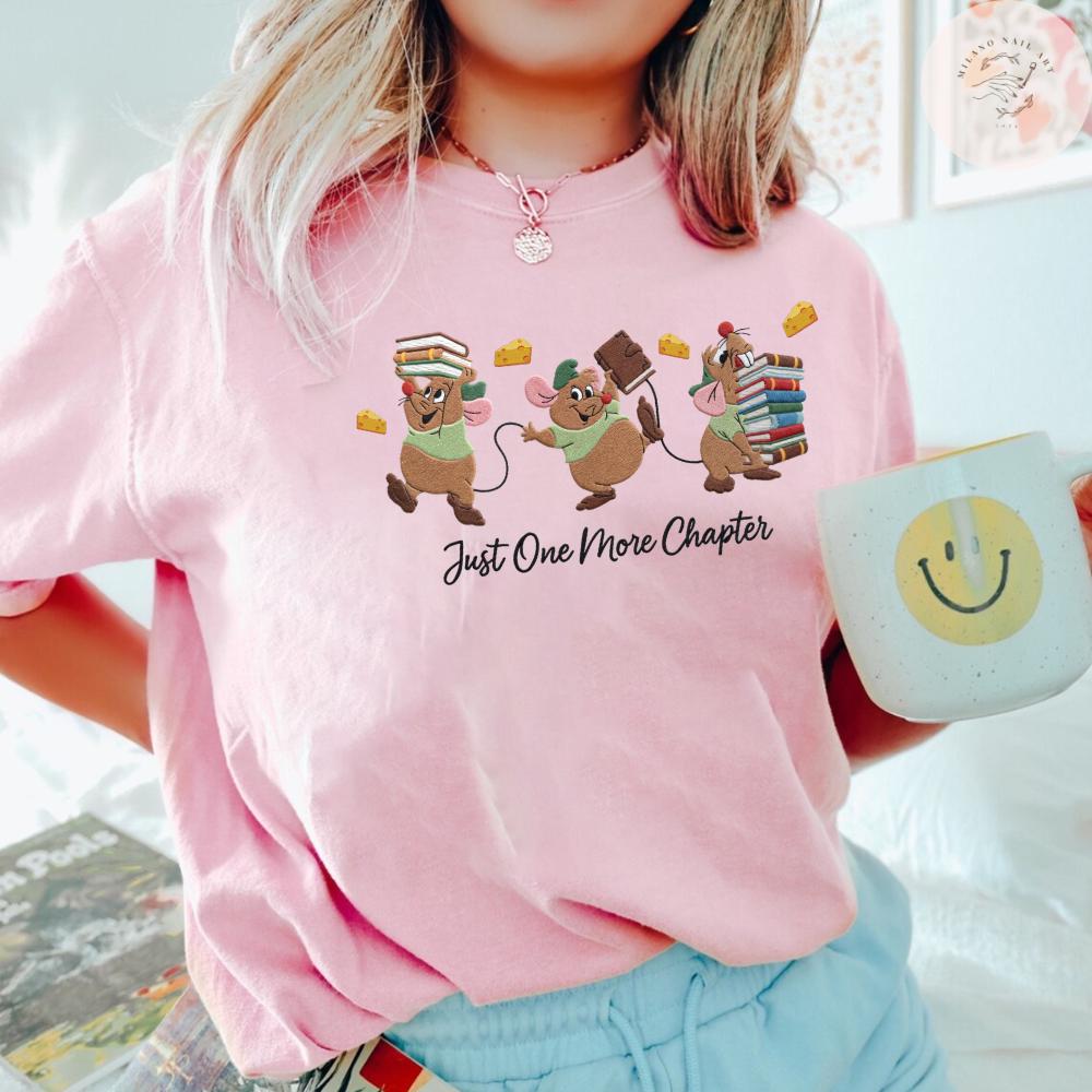 Embroidered Disney Gus Gus Machine T Shirt Sweatshirt Hoodie with Just One More Chapter – Book Lovers Gift WDW Disneyland Trip Shirt - photo 8