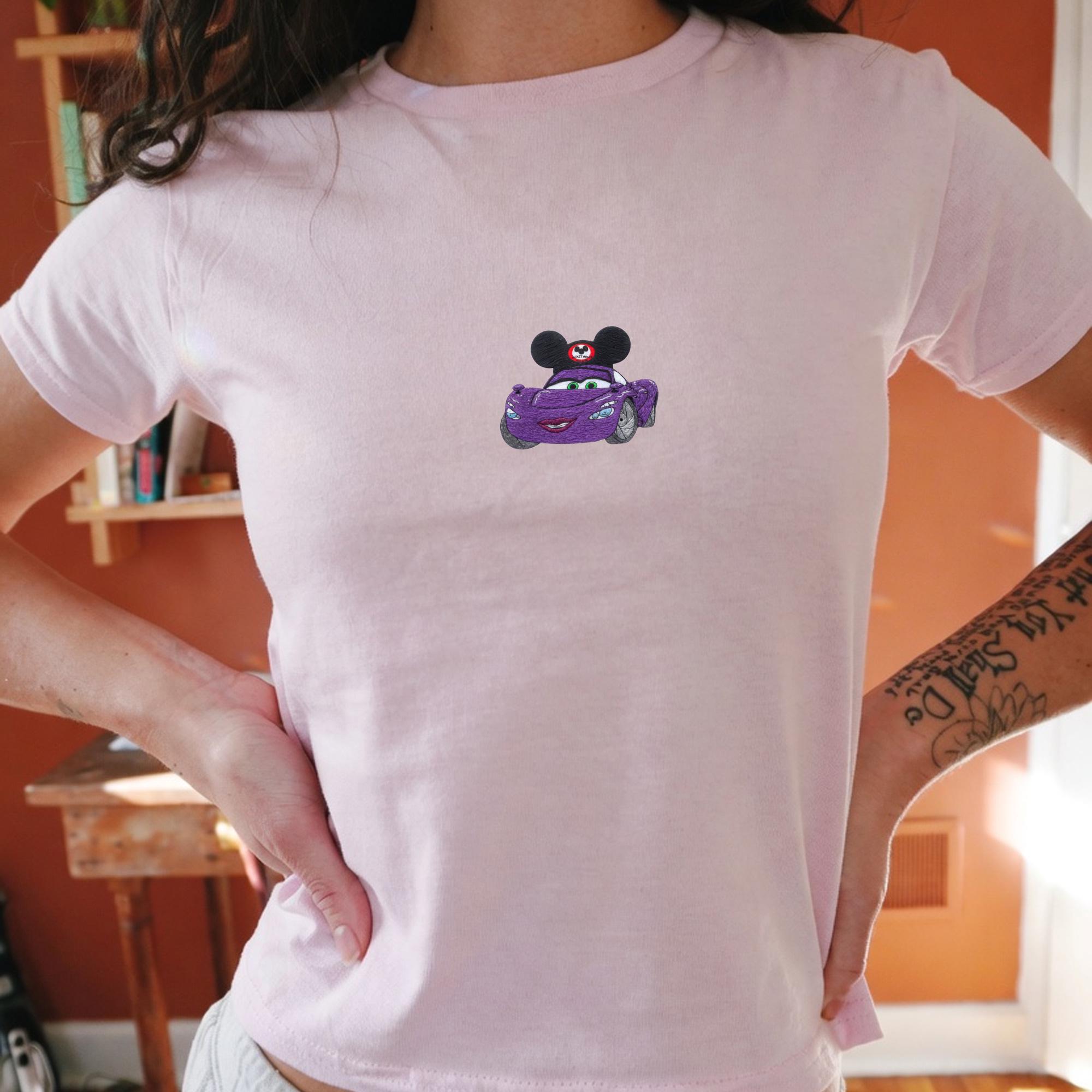 Embroidered Race Car Tank Top with Cute Cartoon Car Character Shirt for Lightning Car Vacation Outfit Tee - photo 9