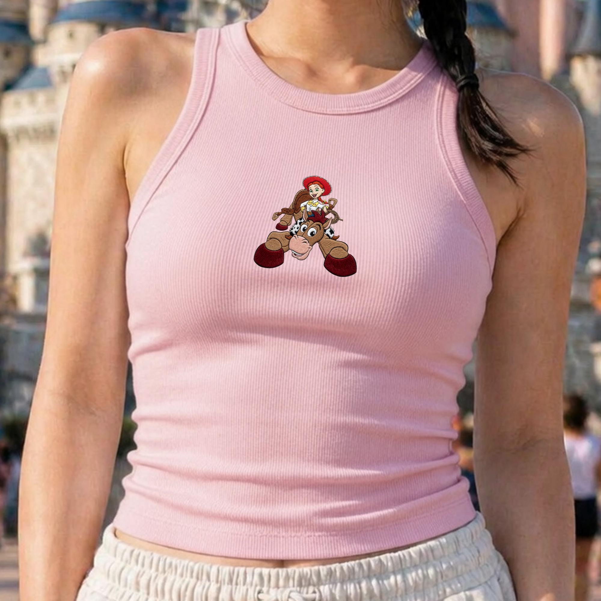 Embroidered Jessie and Bullseye Baby Tee with Vintage Toy Story Y2K Top for Cute Disney Theme Park Trip Outfit - photo 10