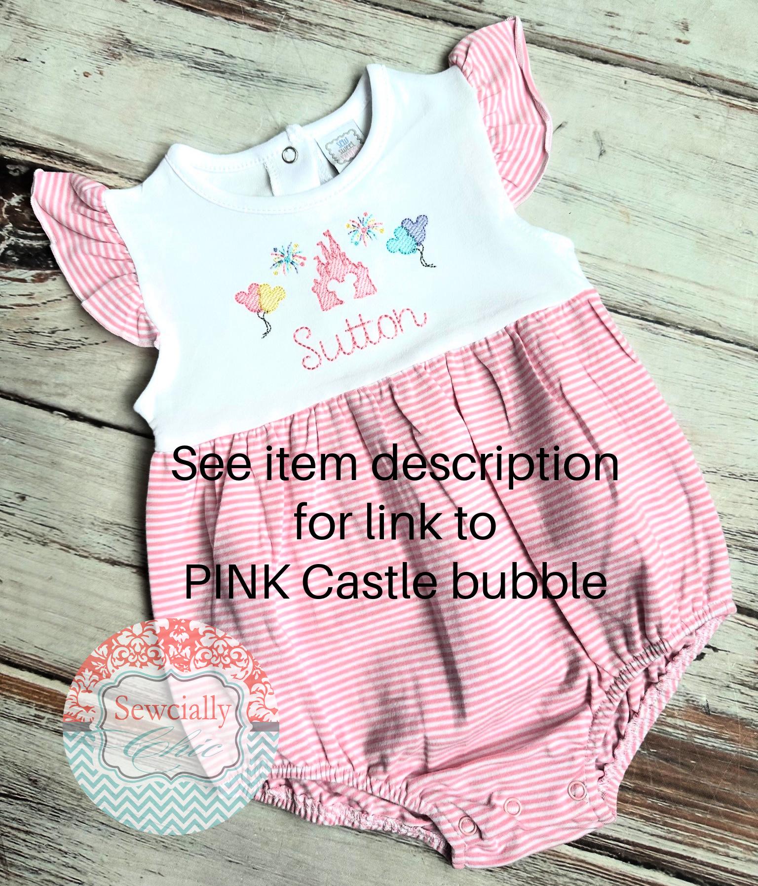 Baby Blue Embroidered Disney Castle Bubble Romper – Princess Disneyland Outfit for Baby Girls and Toddlers - photo 5