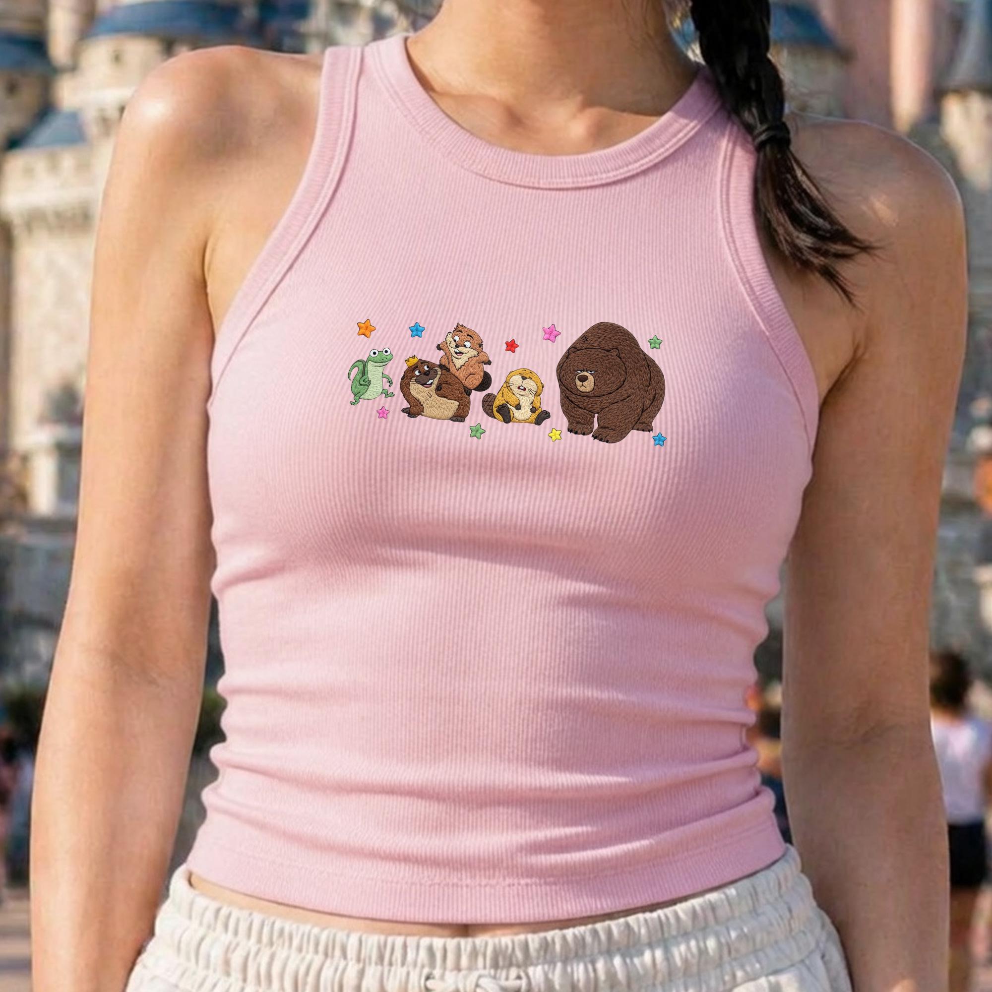 Embroidered Hoppers Tank Top with Cute Movie Character Baby Tee and WDW Disney Trip Shirt for Mabel Bear Lizard Vacation Outfit