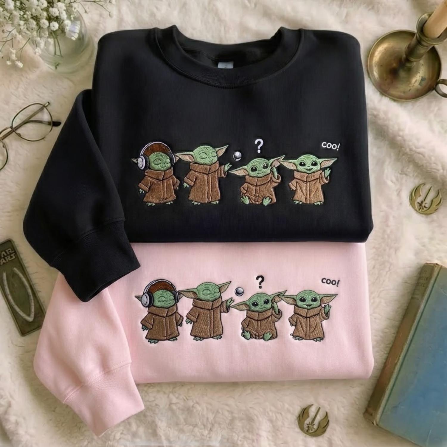 Embroidered Vintage Disney Star Wars Grogu Sweatshirt – Retro Sci-Fi Baby Yoda Graphic Tee and Cute Mandalorian Fan Gift Shirt - photo 2