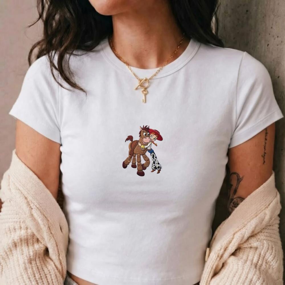Embroidered Toy Story Jessie and Bullseye Baby Tee – Retro Disney Family Matching Shirt for Park Days and Trips