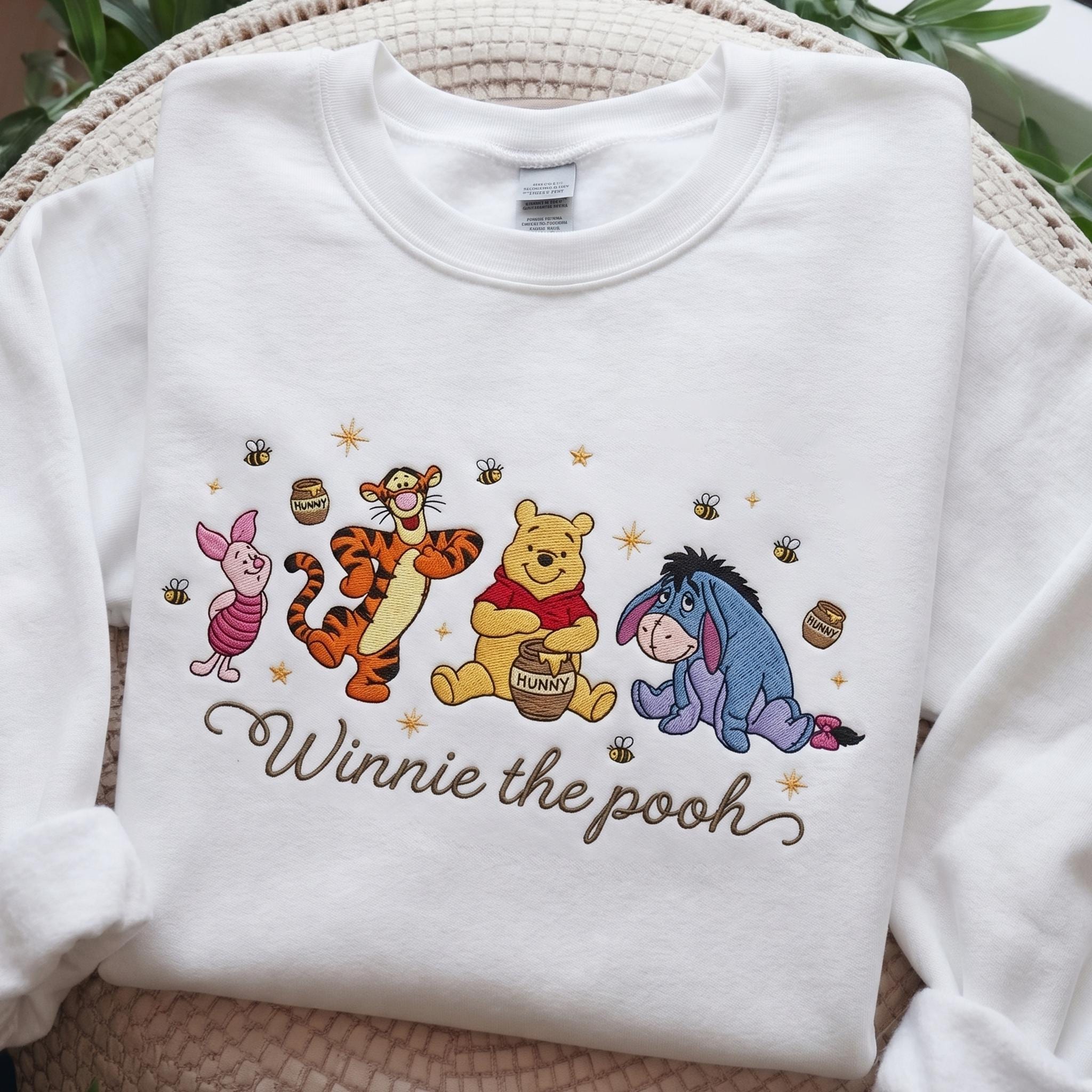 Classic Winnie the Pooh Bear and Friend Embroidered Sweatshirt – Cozy Pooh Outfit and Disney Lovers Gift - photo 2