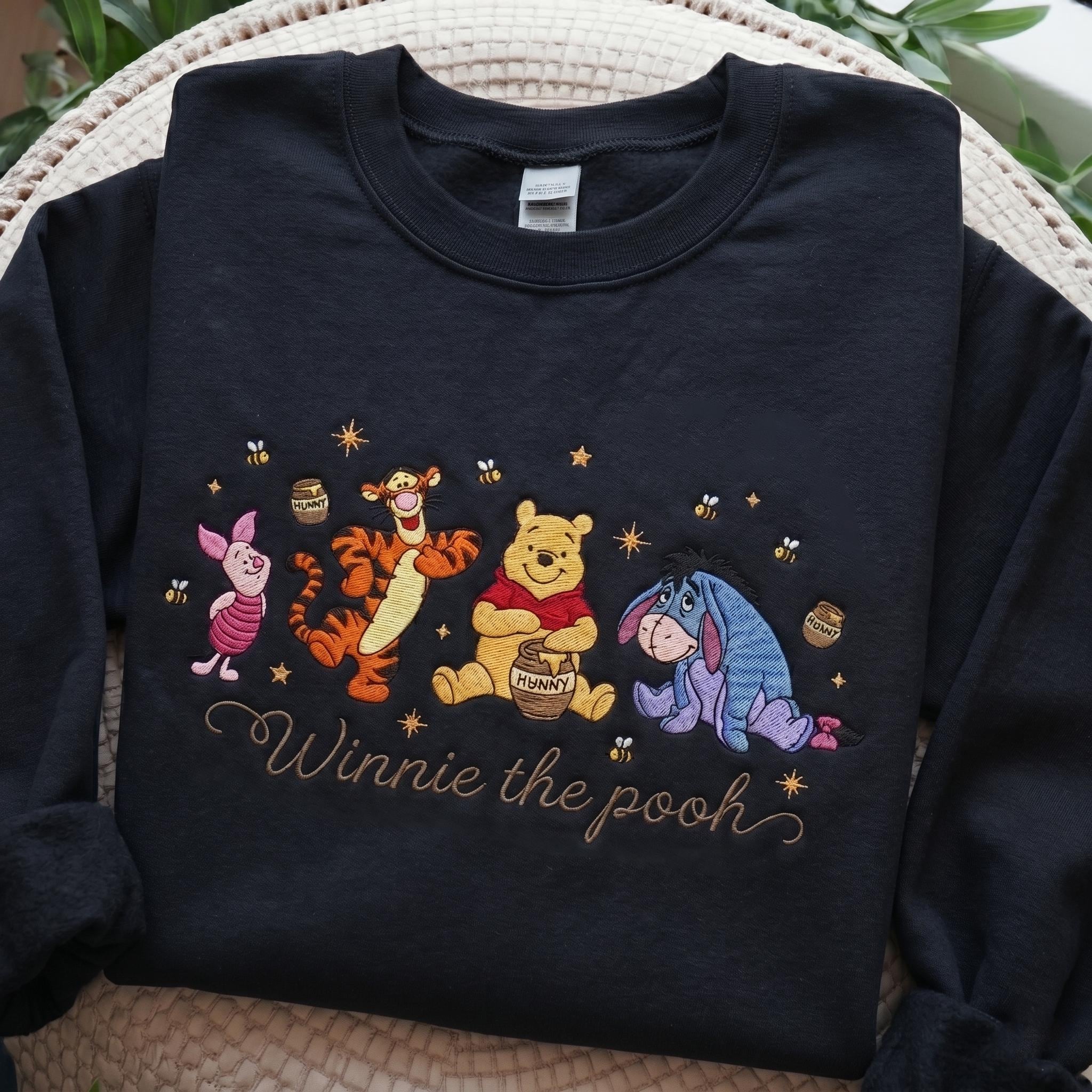 Classic Winnie the Pooh Bear and Friend Embroidered Sweatshirt – Cozy Pooh Outfit and Disney Lovers Gift - photo 3