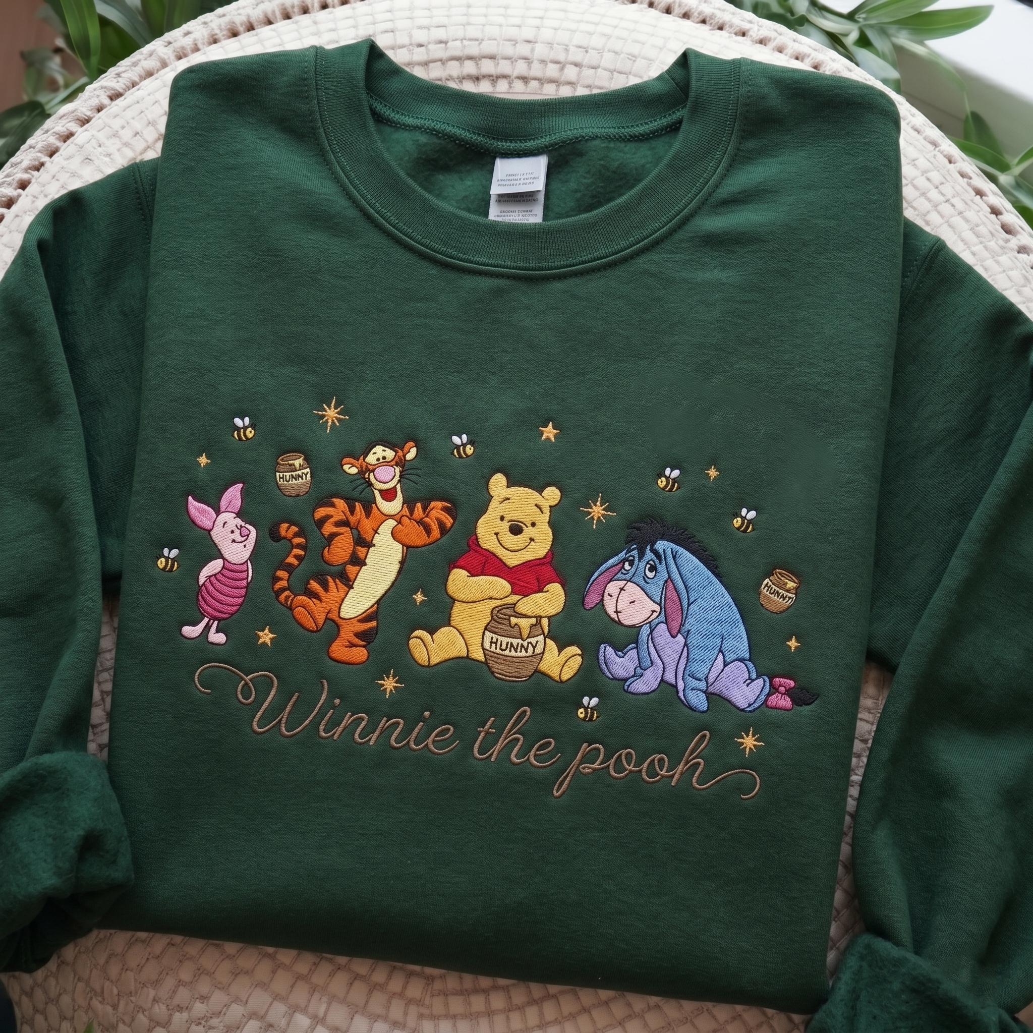 Classic Winnie the Pooh Bear and Friend Embroidered Sweatshirt – Cozy Pooh Outfit and Disney Lovers Gift - photo 5