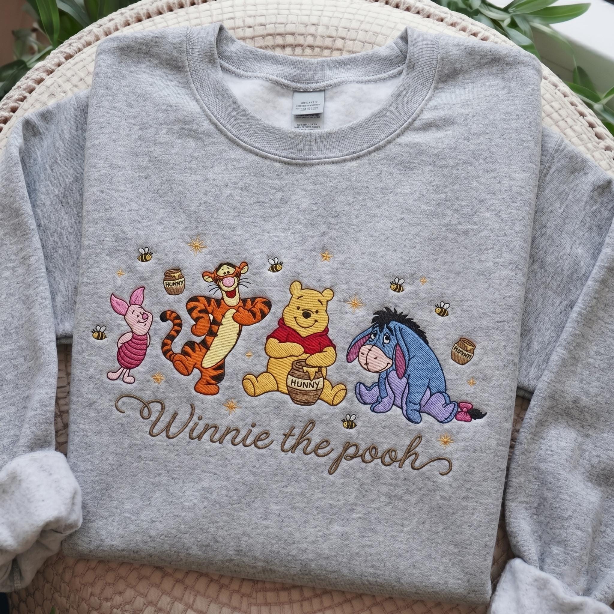 Classic Winnie the Pooh Bear and Friend Embroidered Sweatshirt – Cozy Pooh Outfit and Disney Lovers Gift - photo 6
