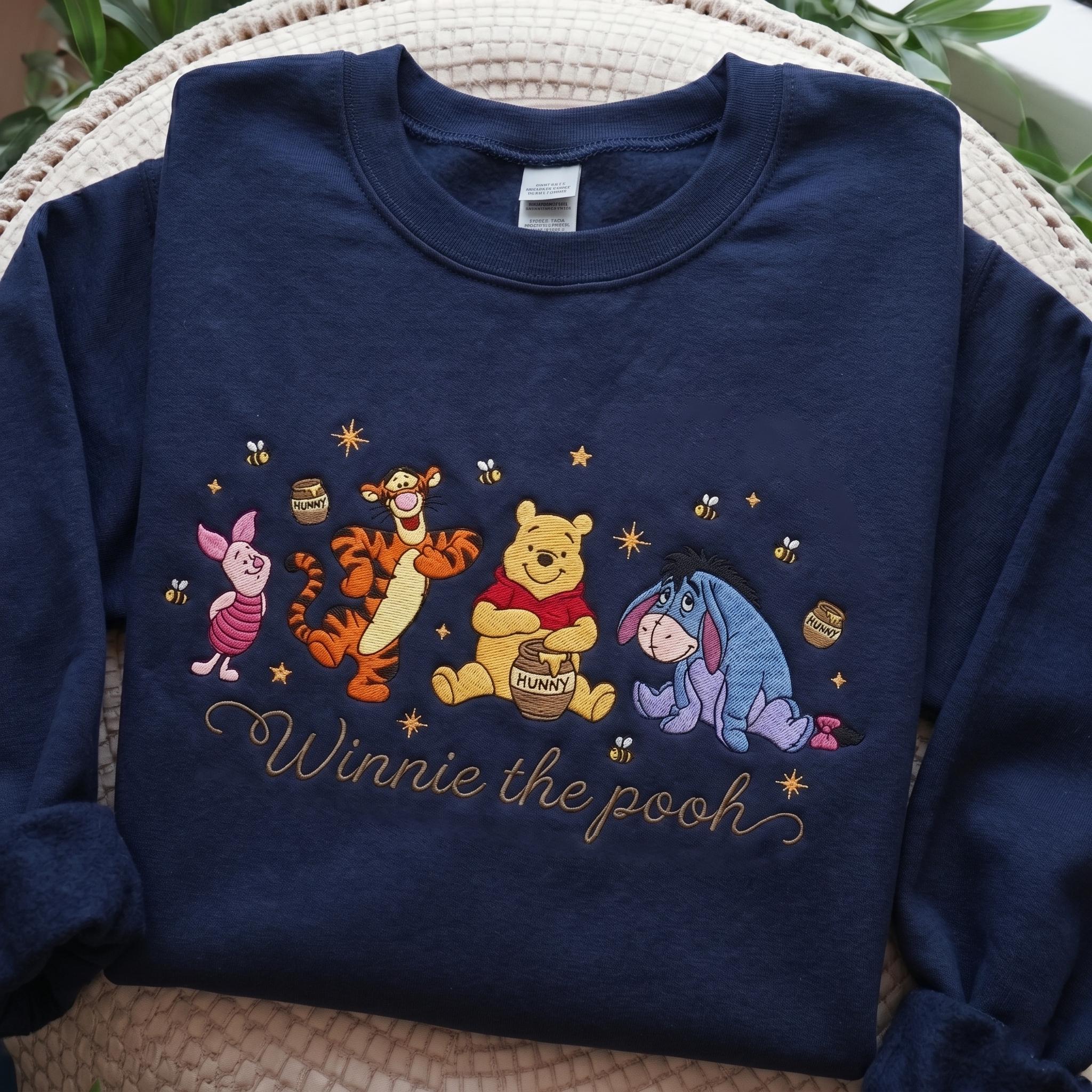 Classic Winnie the Pooh Bear and Friend Embroidered Sweatshirt – Cozy Pooh Outfit and Disney Lovers Gift - photo 7