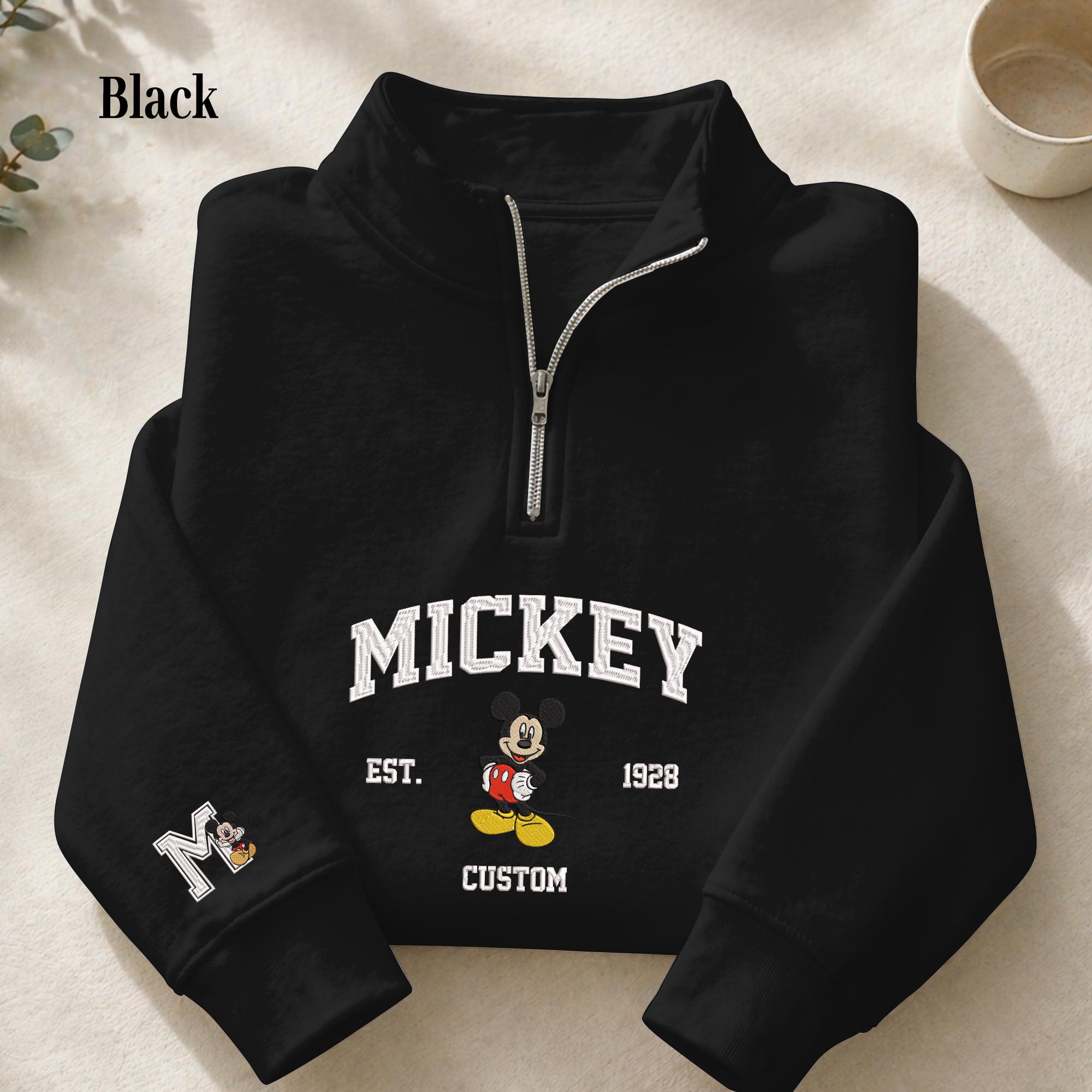 Personalized Mickey Mouse Custom Embroidered Quarter Zip Sweatshirt – Disney Inspired Pullover Gift for Women - photo 2