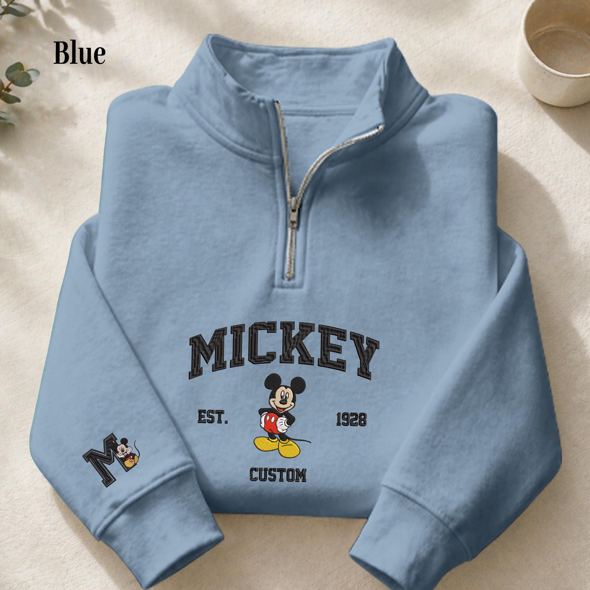 Personalized Mickey Mouse Custom Embroidered Quarter Zip Sweatshirt – Disney Inspired Pullover Gift for Women - photo 3