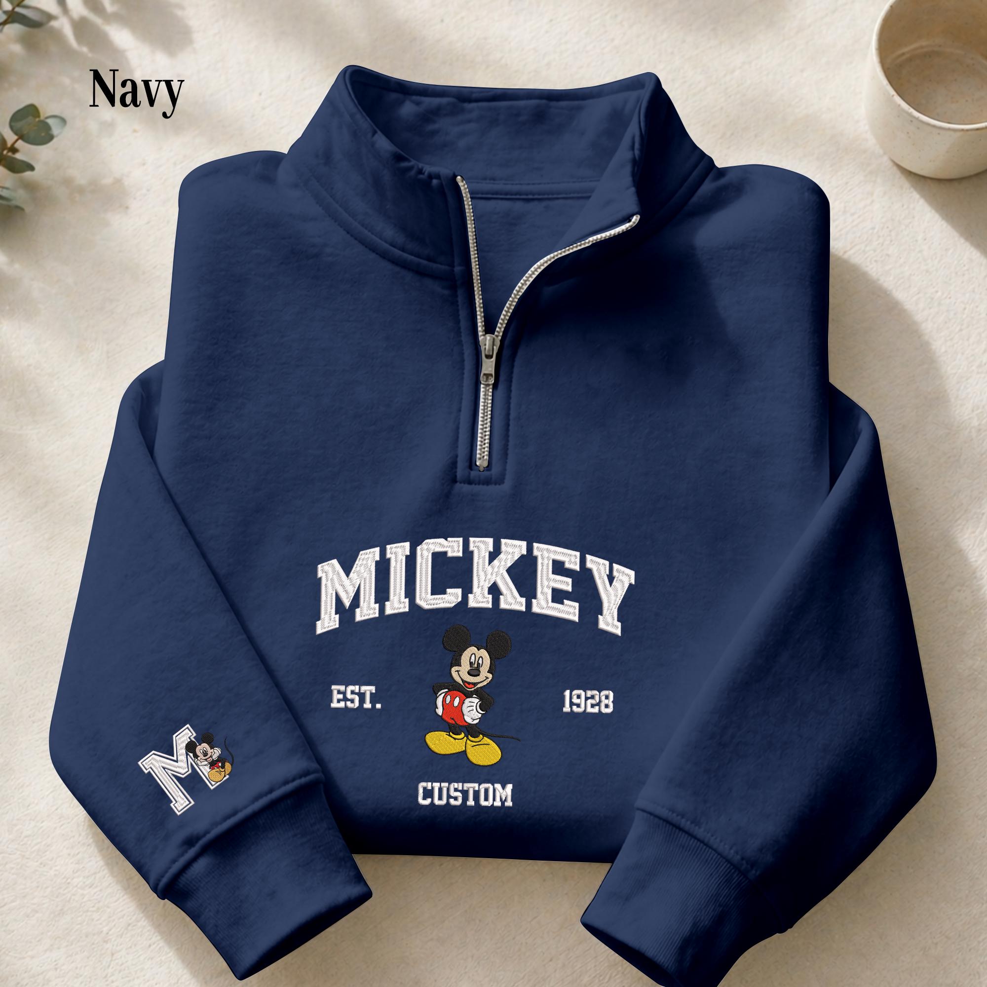 Personalized Mickey Mouse Custom Embroidered Quarter Zip Sweatshirt – Disney Inspired Pullover Gift for Women - photo 4
