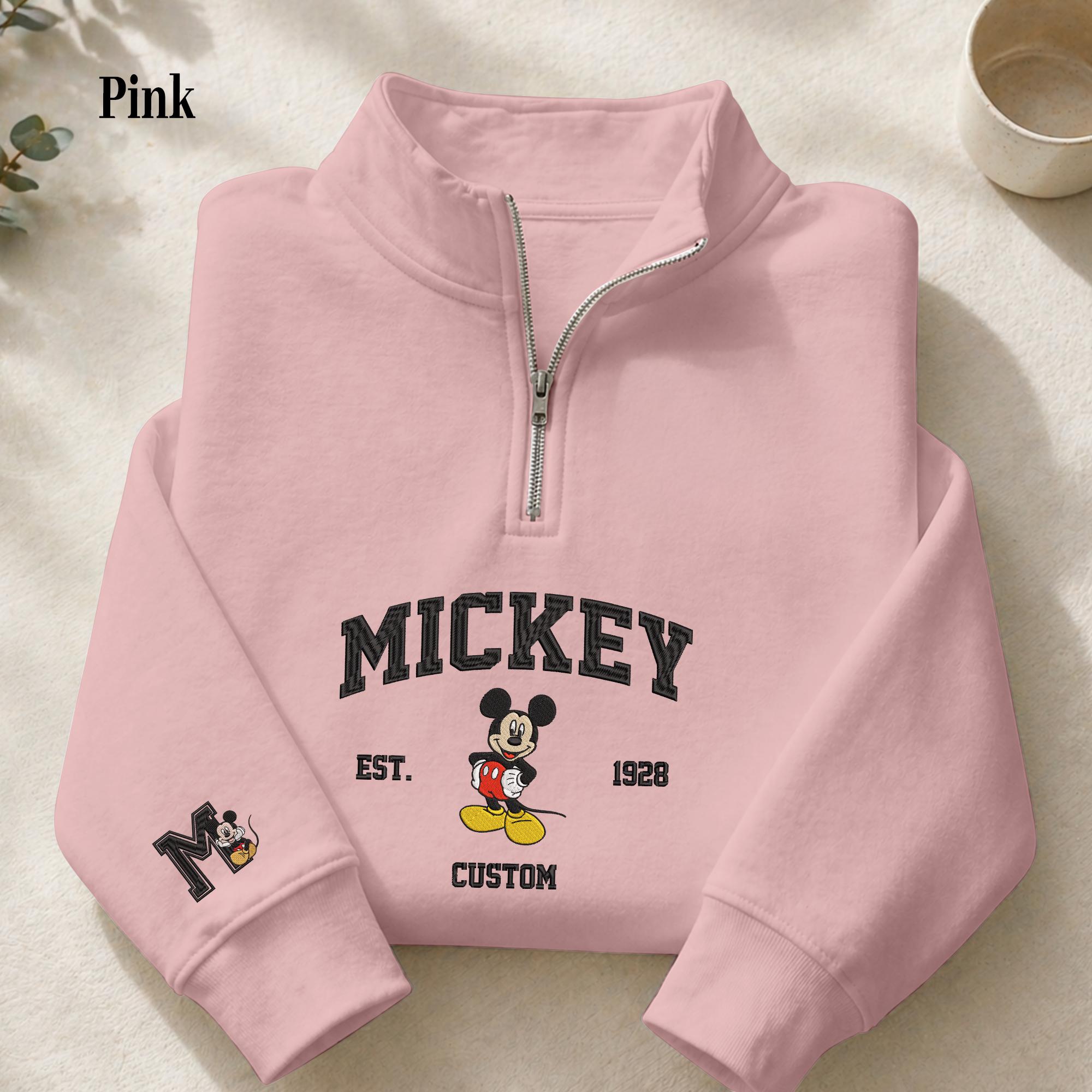 Personalized Mickey Mouse Custom Embroidered Quarter Zip Sweatshirt – Disney Inspired Pullover Gift for Women - photo 6