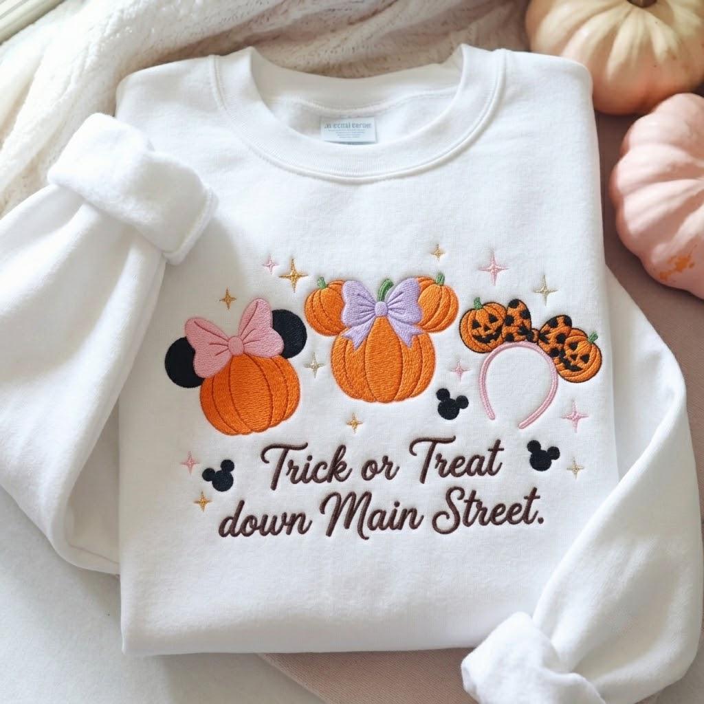 Embroidered Tis The Season Sweatshirt with Coquette Bow Disney Castle – Mickey Pumpkin Halloween Fall Sweater Hoodie Shirt - photo 2