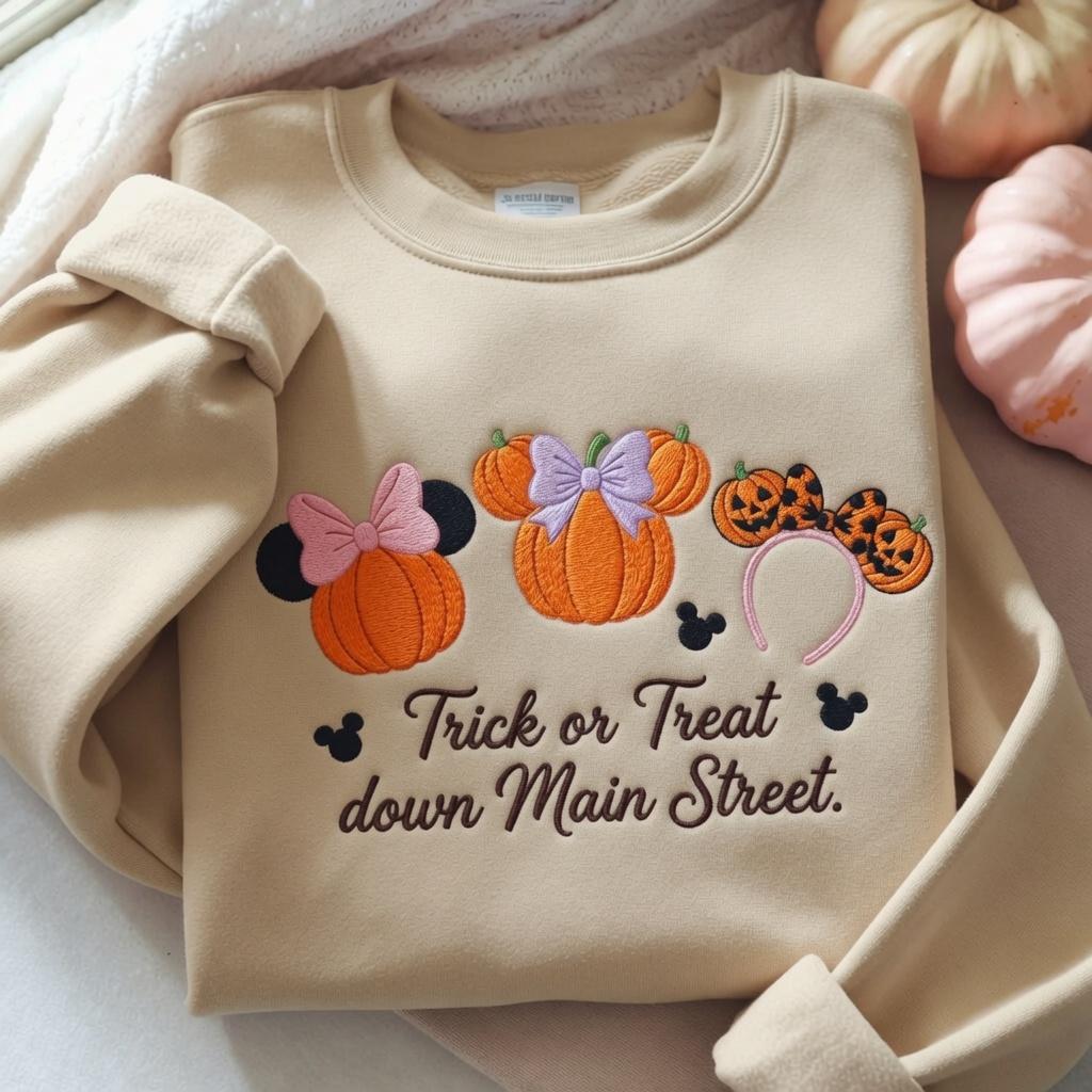 Embroidered Tis The Season Sweatshirt with Coquette Bow Disney Castle – Mickey Pumpkin Halloween Fall Sweater Hoodie Shirt - photo 3