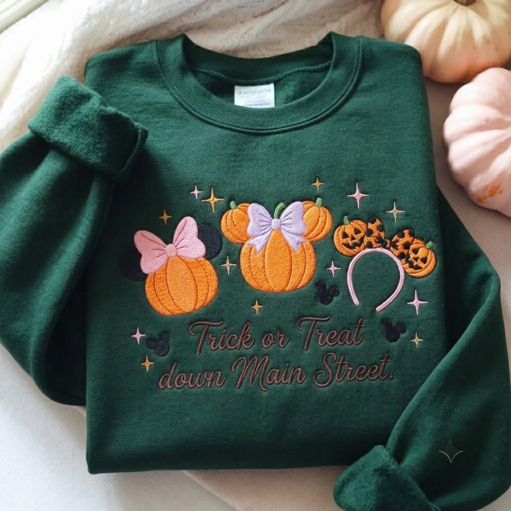 Embroidered Tis The Season Sweatshirt with Coquette Bow Disney Castle – Mickey Pumpkin Halloween Fall Sweater Hoodie Shirt - photo 4