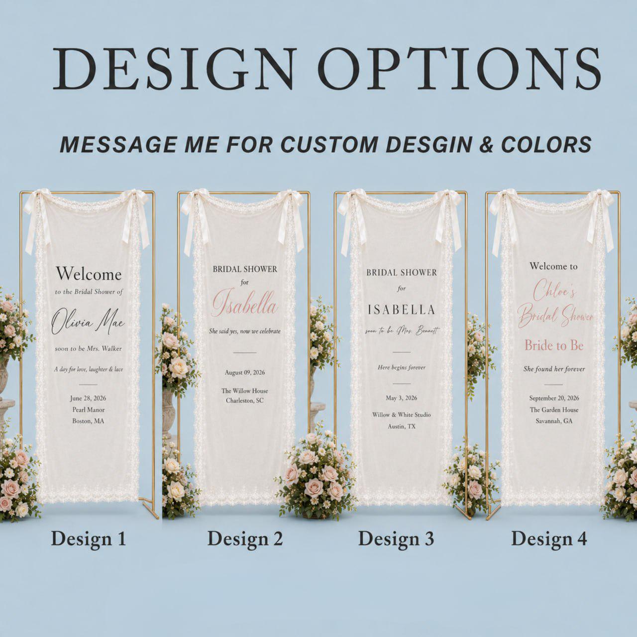 Personalized Lace Bridal Shower Sign with Custom Bridal Shower Decor for Boho Wedding Ceremony Entrance Sign and Reception Decor - photo 3