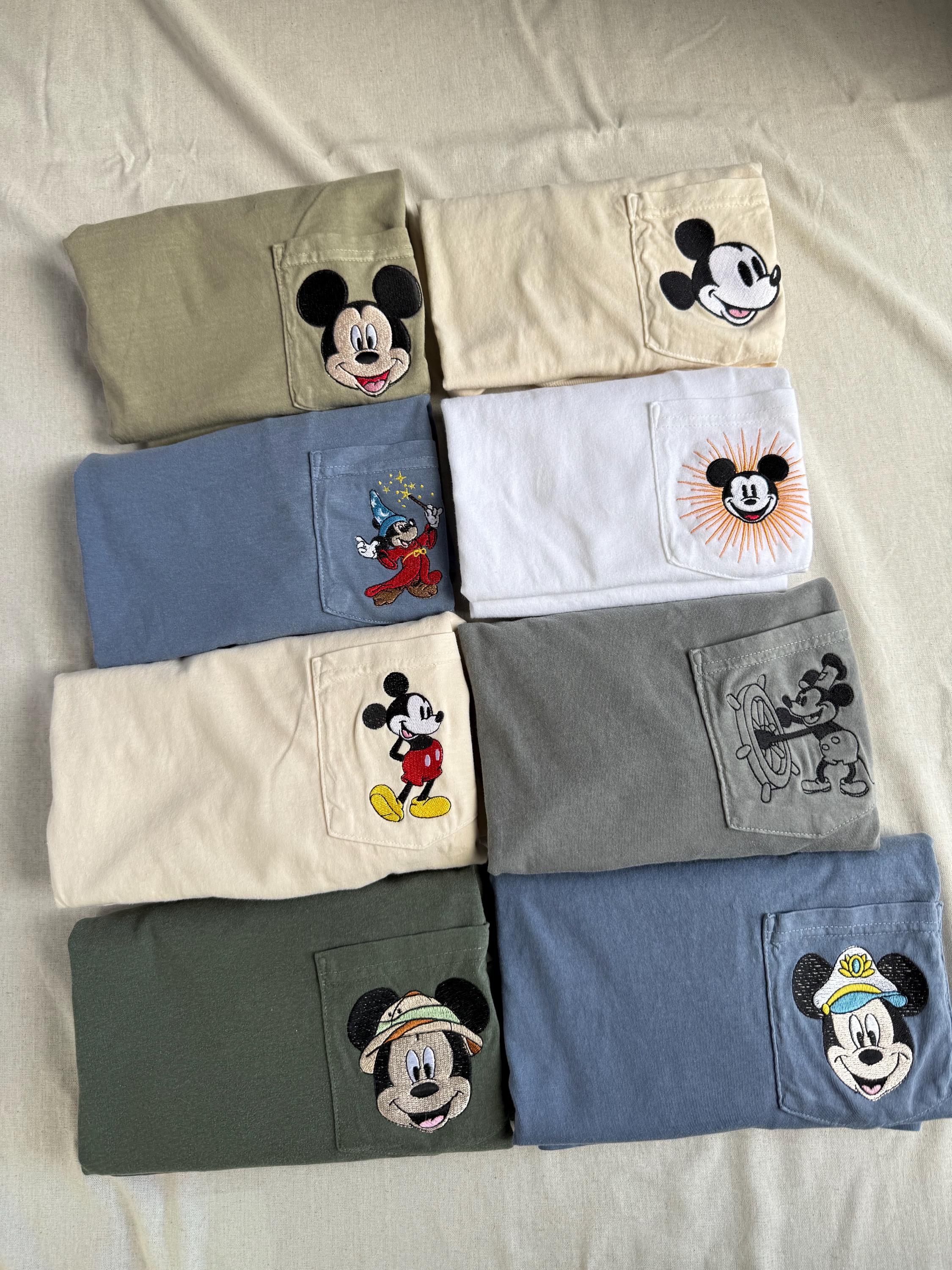 Mens Mickey Pocket Tee Collection – Embroidered Edition Shirt for Everyday Casual Wear and Park Days