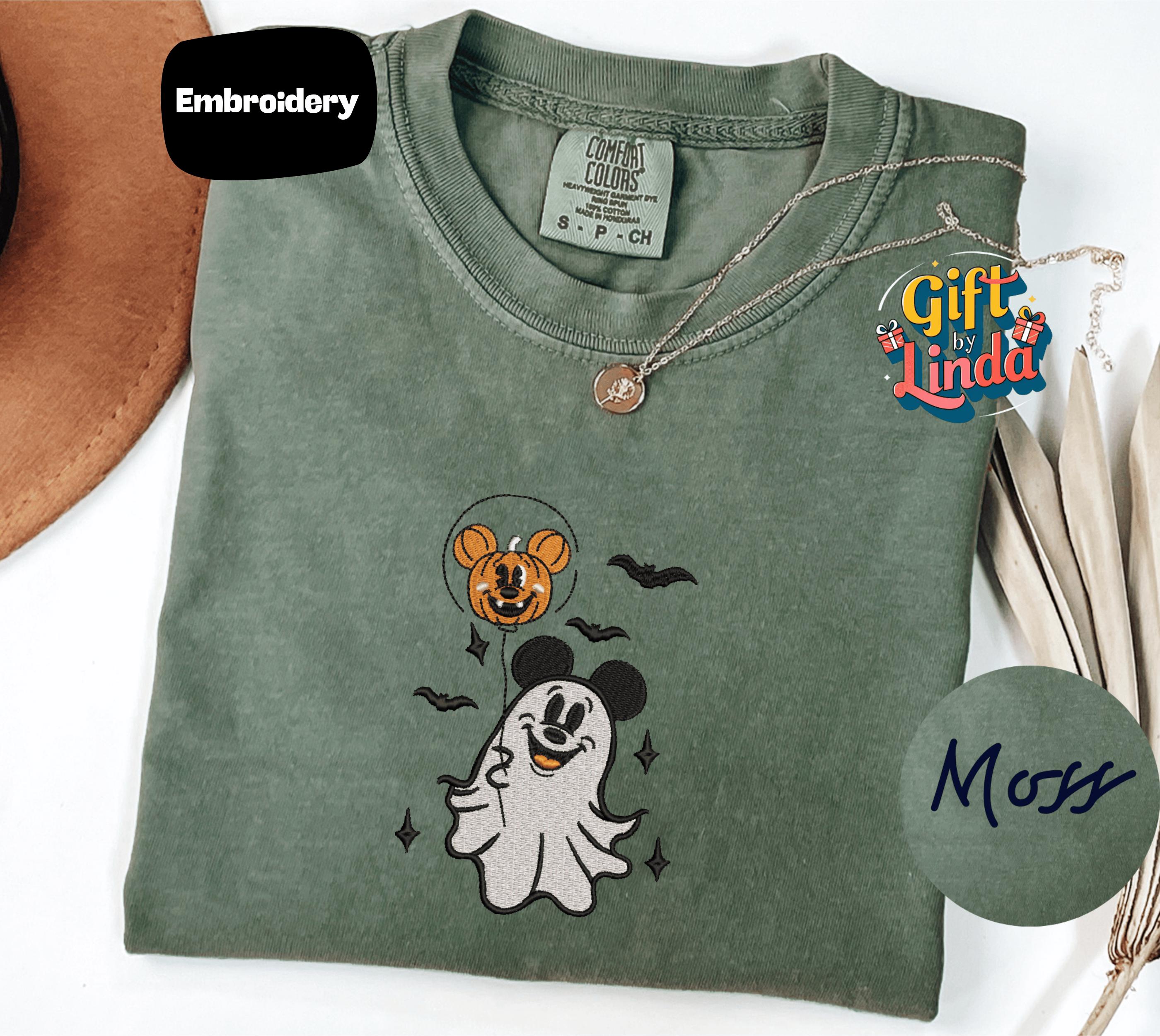Ghost Mouse Pumpkin Balloon Embroidered Shirt – Cute Halloween Disney Tee in Fall Comfort Colors and Gift Idea - photo 4