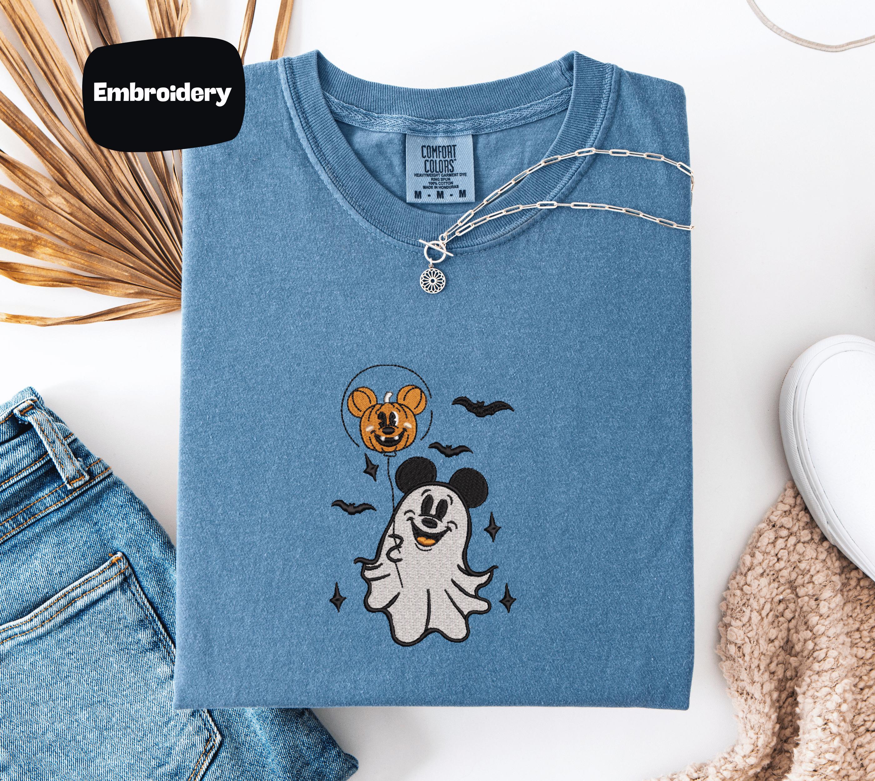 Ghost Mouse Pumpkin Balloon Embroidered Shirt – Cute Halloween Disney Tee in Fall Comfort Colors and Gift Idea - photo 7