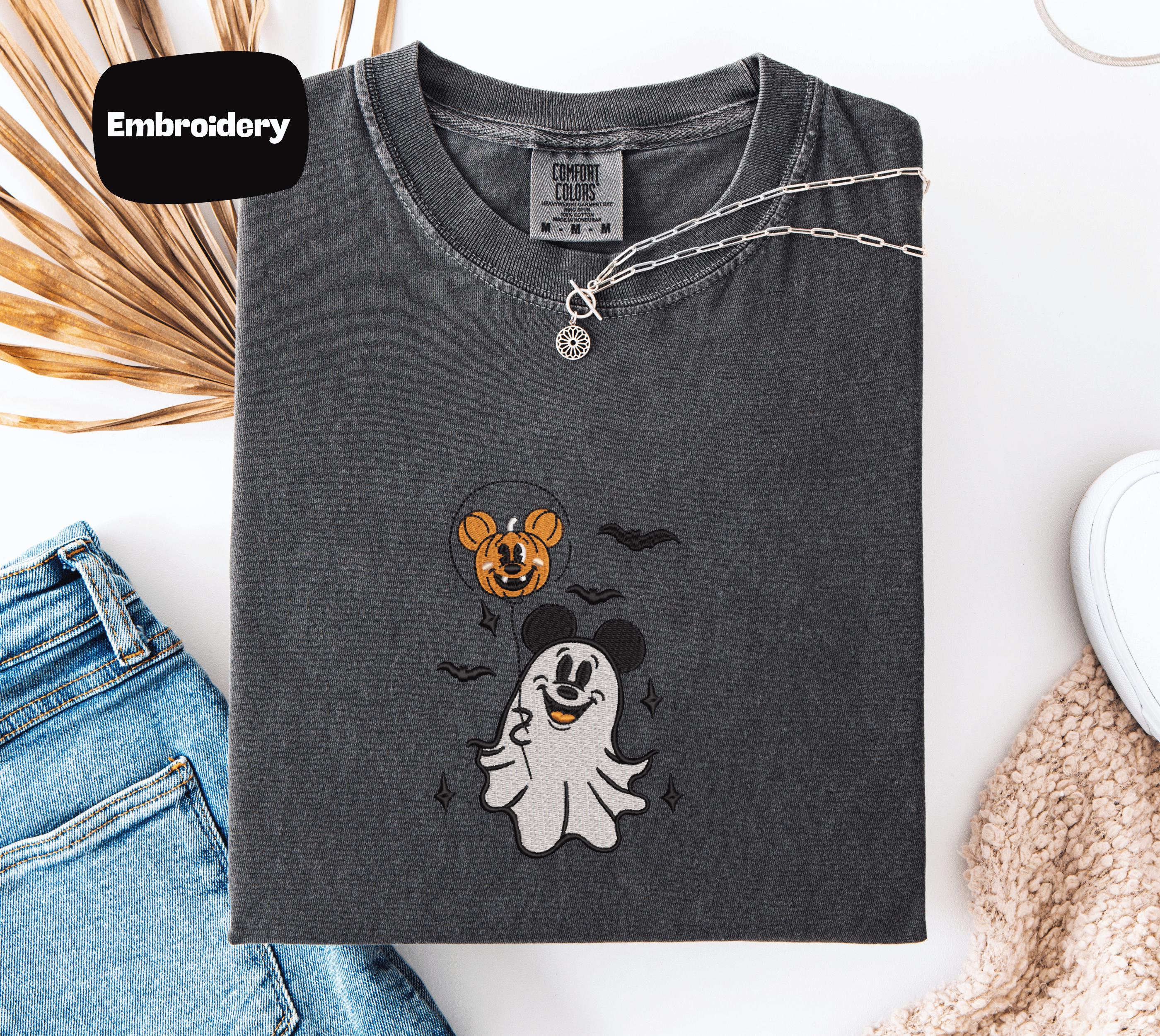 Ghost Mouse Pumpkin Balloon Embroidered Shirt – Cute Halloween Disney Tee in Fall Comfort Colors and Gift Idea - photo 8