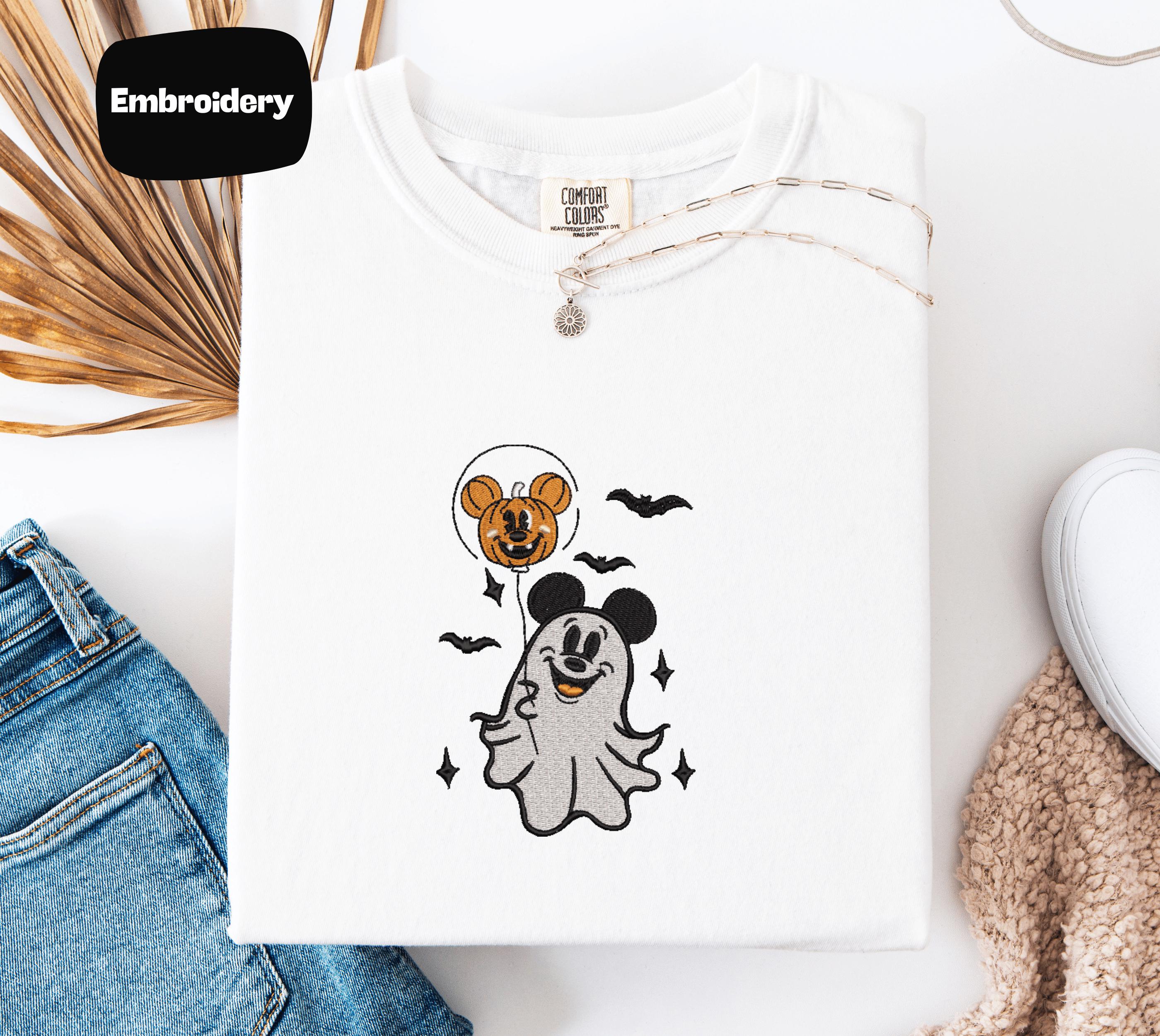 Ghost Mouse Pumpkin Balloon Embroidered Shirt – Cute Halloween Disney Tee in Fall Comfort Colors and Gift Idea - photo 9