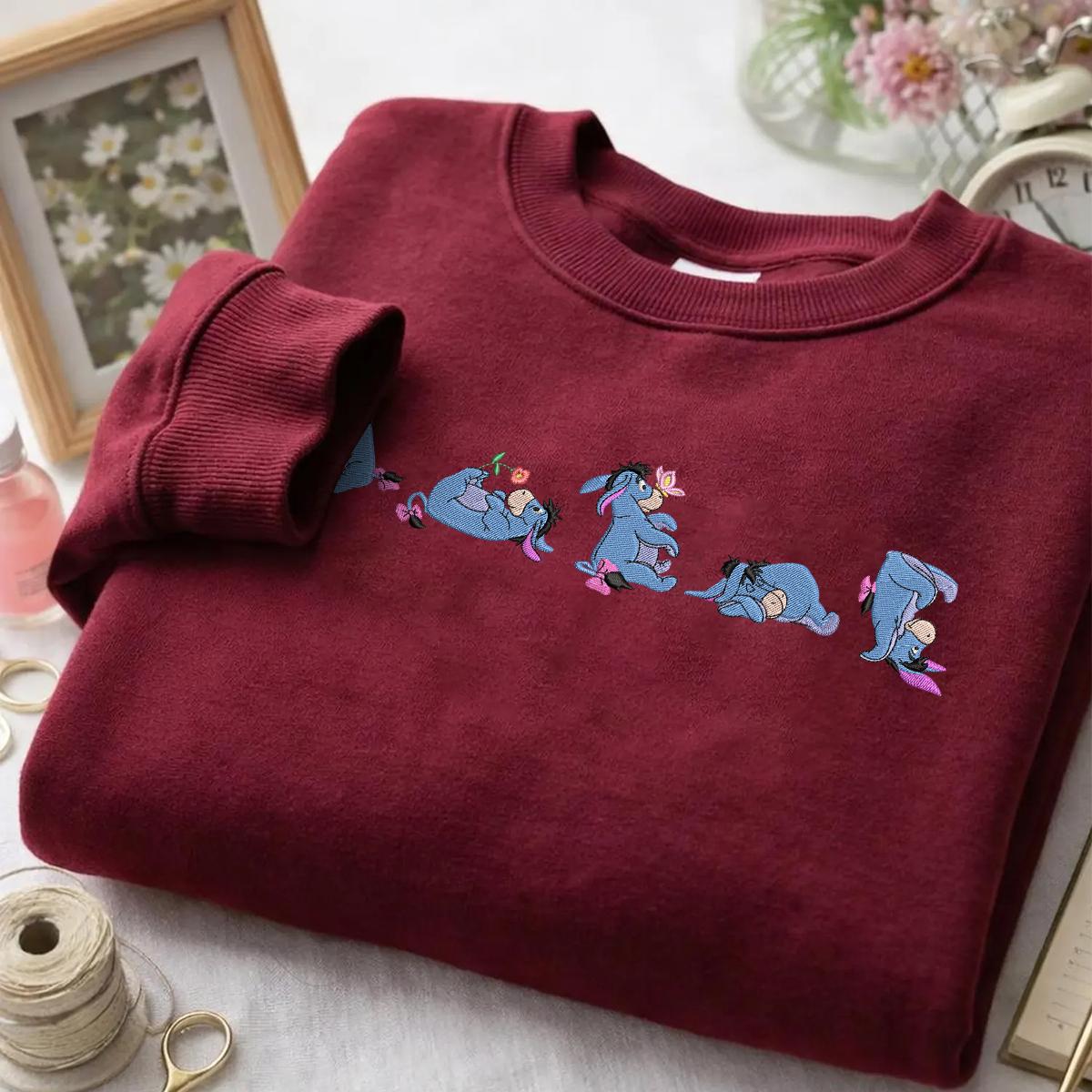 Embroidered Eeyore Sad Donkey Sweatshirt – Vintage Retro Disney T-Shirt and Cartoon Fan Baby Tee for Casual Wear - photo 3
