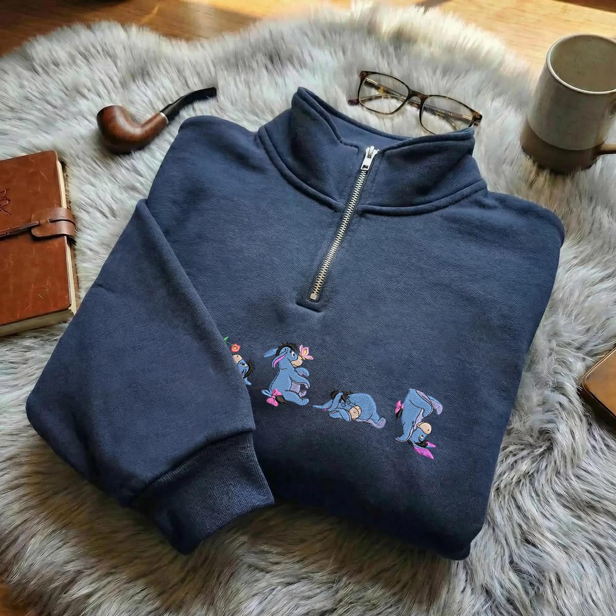 Embroidered Eeyore Sad Donkey Sweatshirt – Vintage Retro Disney T-Shirt and Cartoon Fan Baby Tee for Casual Wear - photo 7