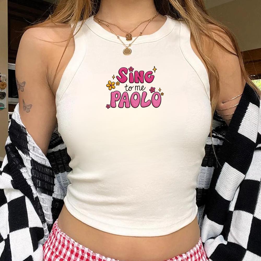 Sing To Me Paolo Disney Lizzie McGuire Embroidered Tank Top – Disneyland Vacation Tee for Girls Trip Shirts