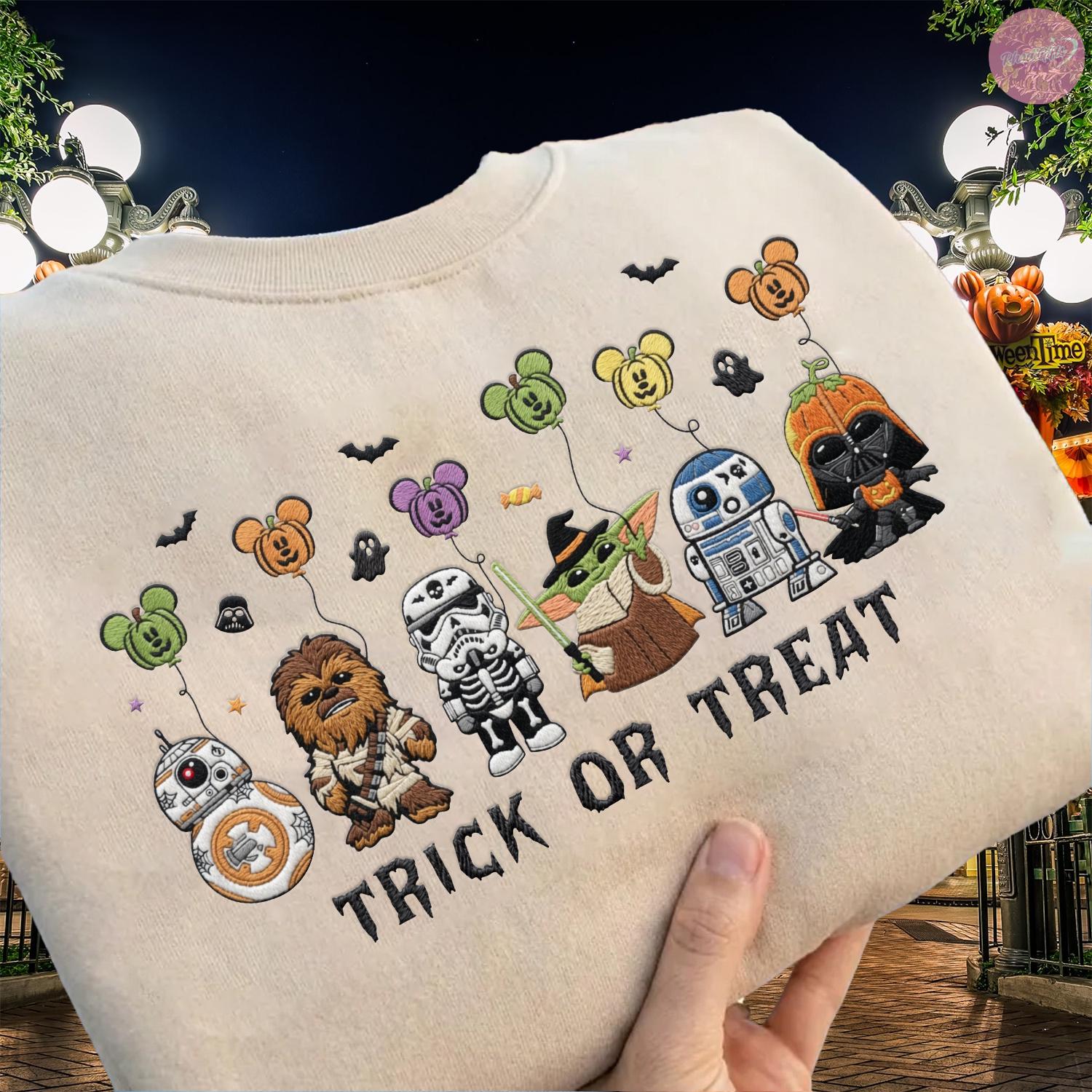 Embroidered Star Wars Trick Or Treat Halloween T-Shirt Hoodie Sweatshirt – Pumpkin Disney Halloween Matching Tee