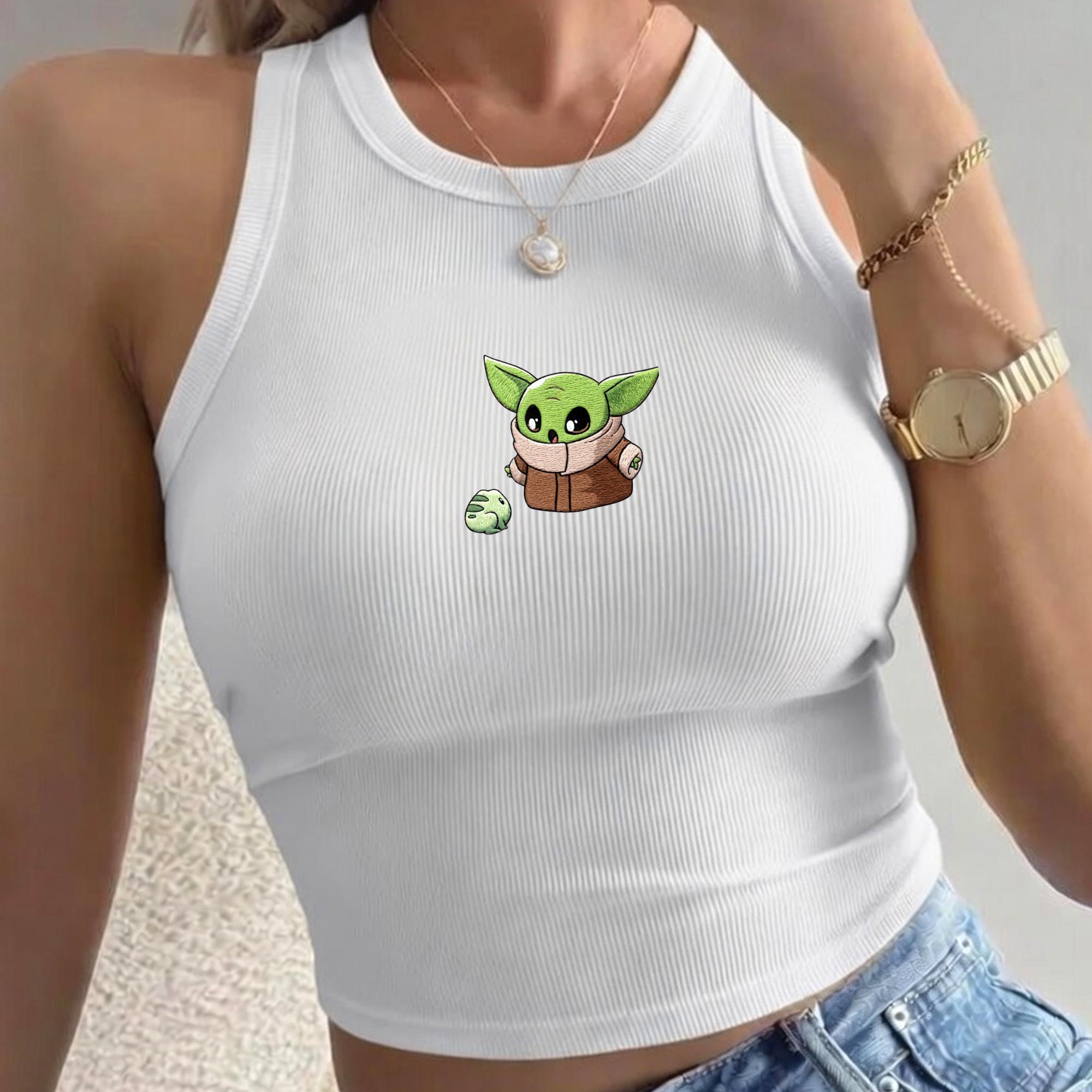 Star Wars Embroidered Baby Tee with Baby Yoda Grogu Tank Top, Boba Fett Darth Vader Chewbacca Shirt for Mandalorian Disney Fan Gift - photo 8
