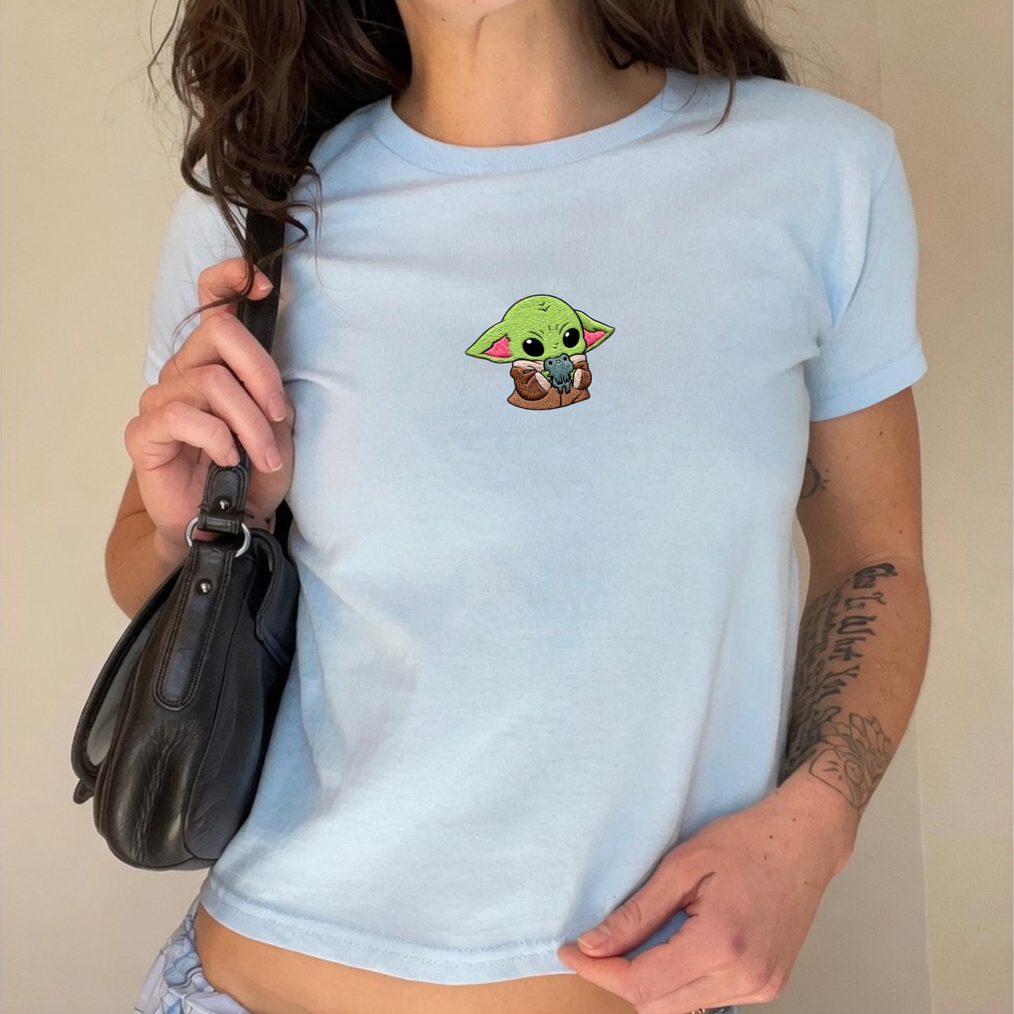 Embroidered Baby Yoda Star Wars Tank Top And Grogu Baby Tee, Boba Fett Darth Vader Chewbacca Embroidery Shirt, Mandalorian Disney Gift - photo 9