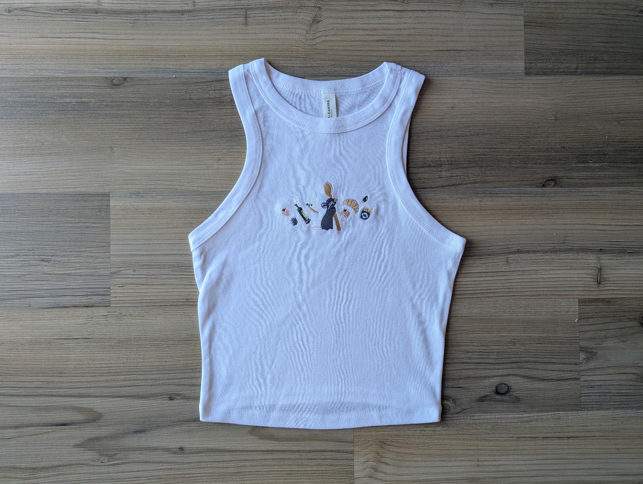 Pastel Remy Embroidered Crop Tank and Womens Ratatouille Baby Tee – Anyone Can Cook Rat Unisex Disney Vacation Top - photo 3