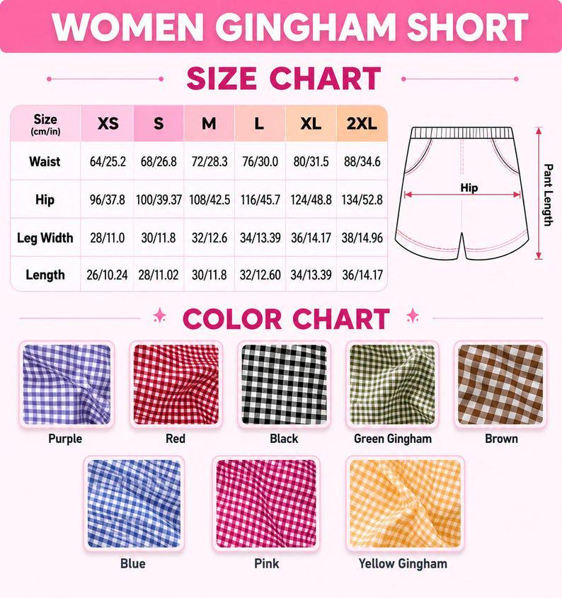 Princess Embroidered Gingham Shorts with Ariel and Belle – Vacation Apparel for Matching Group Outfits - photo 8