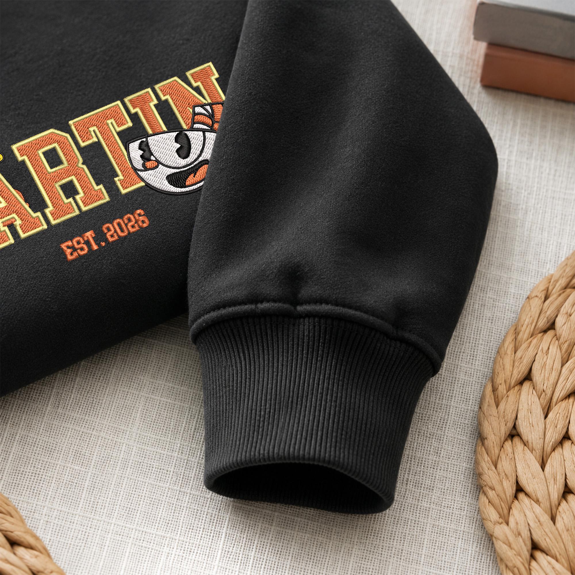 Personalized Cuphead Embroidered Sweatshirt with Custom Name and Year – 90s Cartoon Nostalgia Hoodie Sweater Gift - photo 8