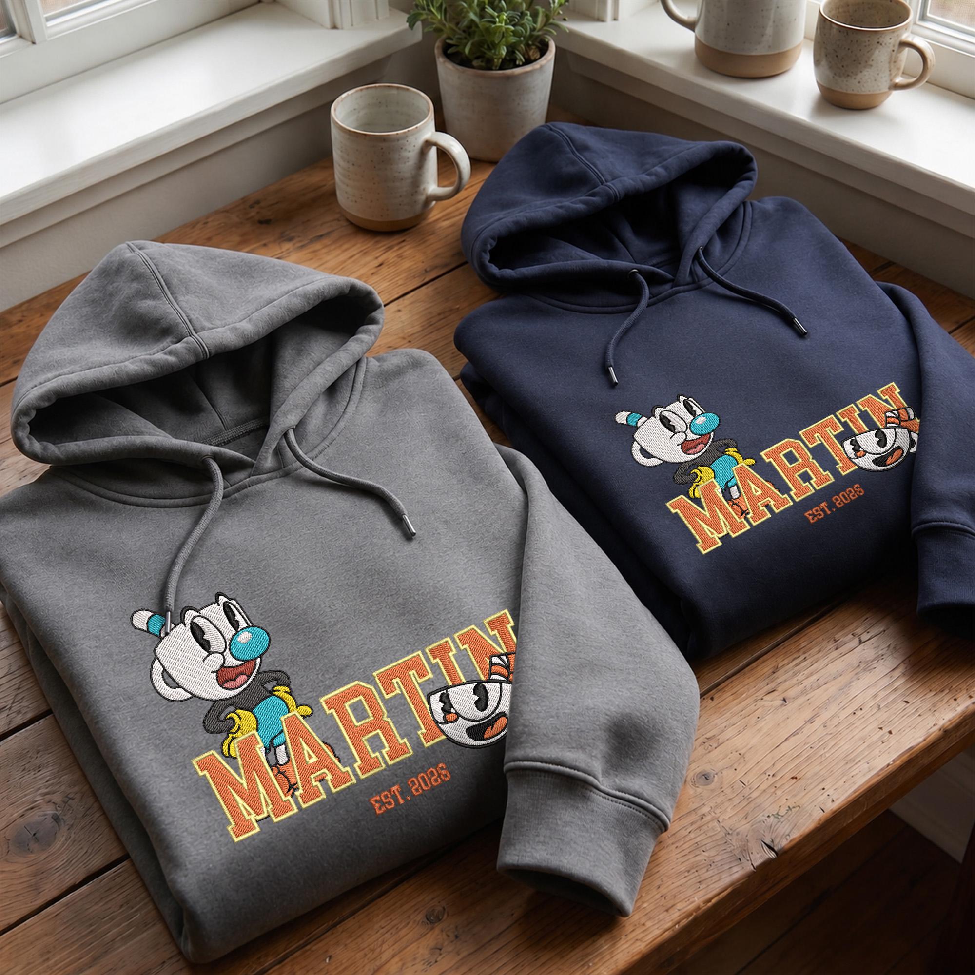 Personalized Cuphead Embroidered Sweatshirt with Custom Name and Year – 90s Cartoon Nostalgia Hoodie Sweater Gift - photo 11