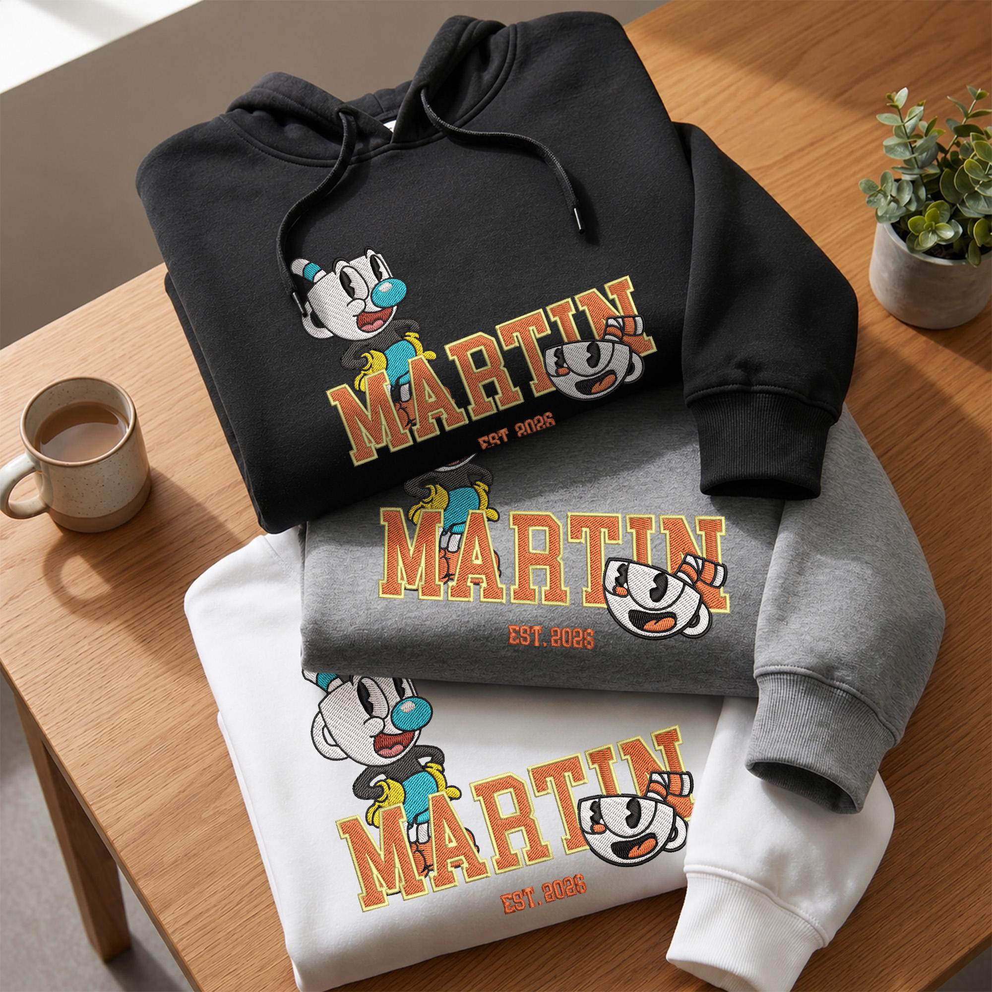 Personalized Cuphead Embroidered Sweatshirt with Custom Name and Year – 90s Cartoon Nostalgia Hoodie Sweater Gift - photo 14