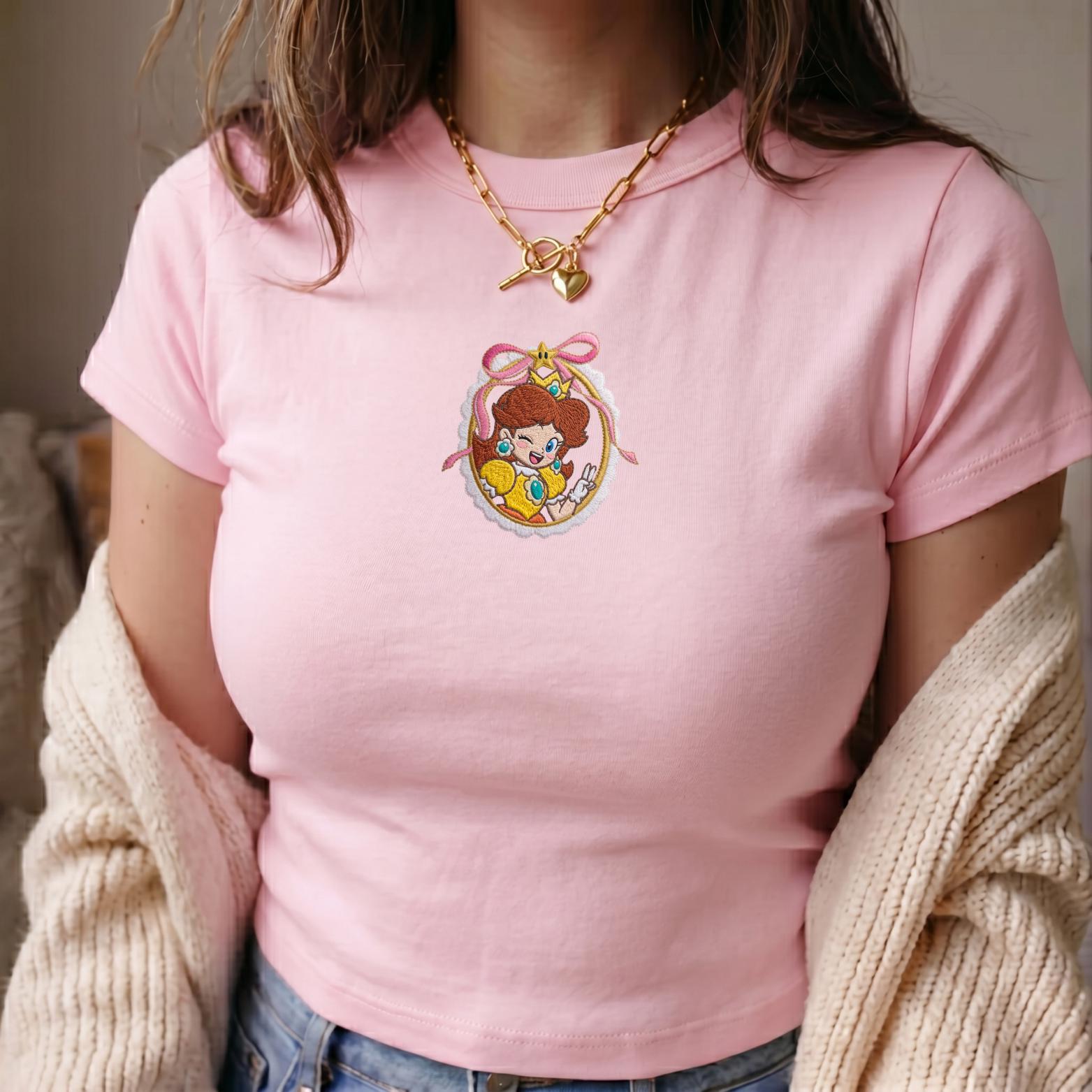 Embroidered Bow Princess Daisy Cute Character Crop Tank Top for Epic Universe Gamer Gift and Disney Girls Trip Tee Fan Apparel - photo 2