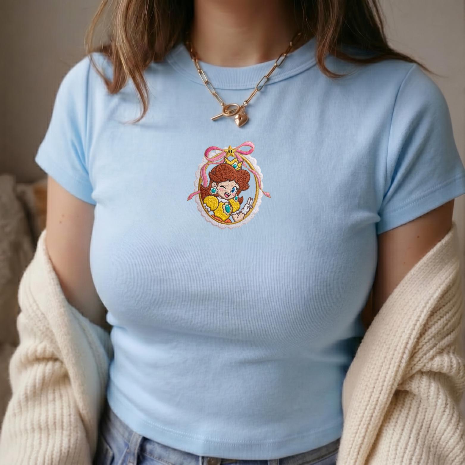 Embroidered Bow Princess Daisy Cute Character Crop Tank Top for Epic Universe Gamer Gift and Disney Girls Trip Tee Fan Apparel - photo 3