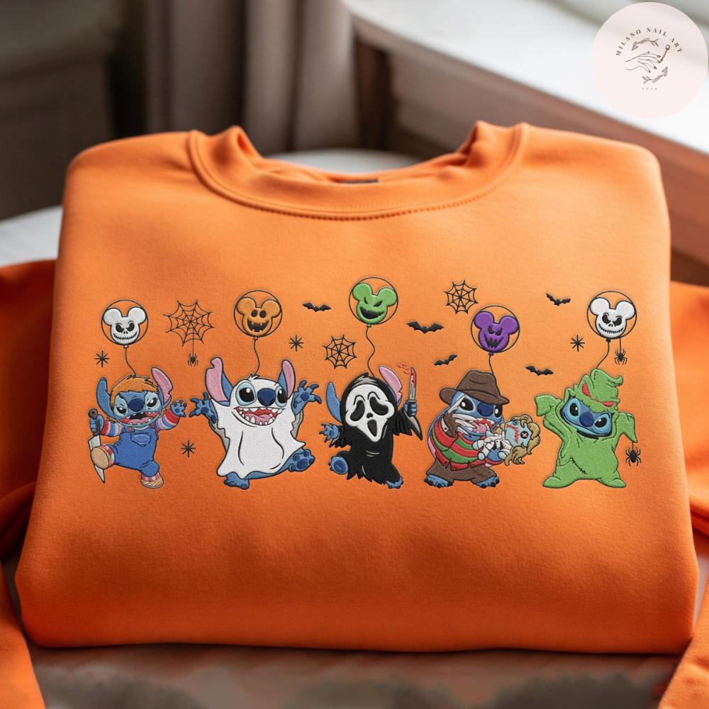 Embroidered Disney Stitch Horror Halloween Costume T-Shirt Sweatshirt Hoodie for Mickey's Not So Scary Halloween Party - photo 5