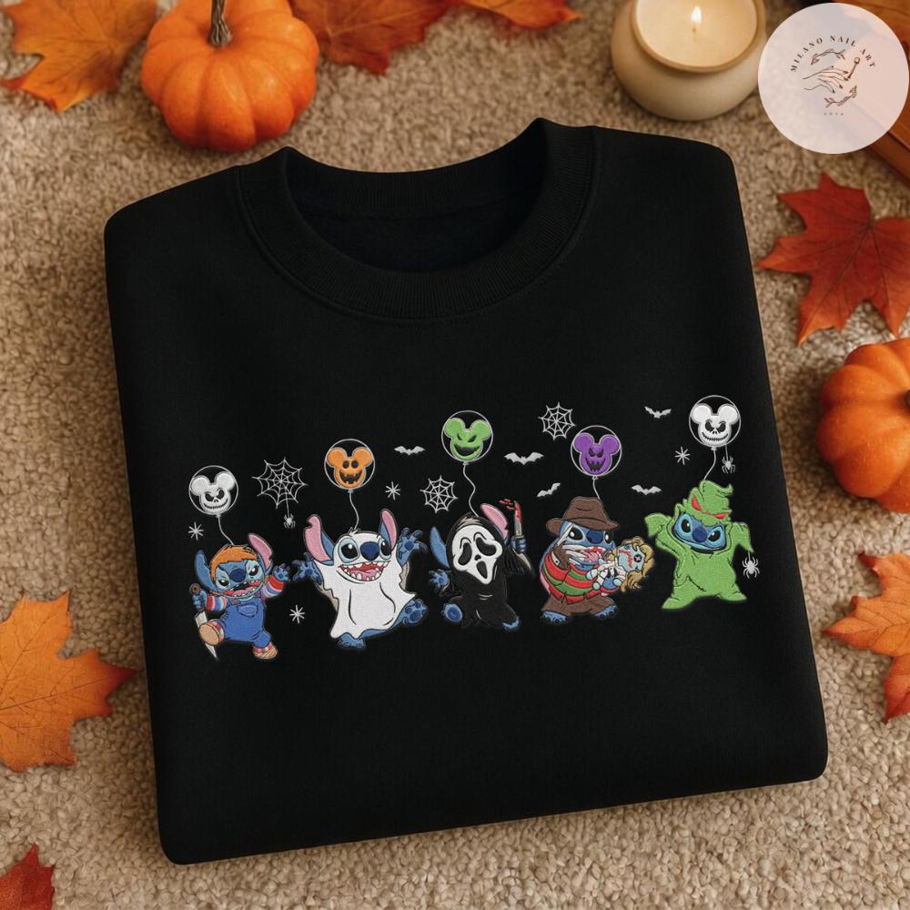 Embroidered Disney Stitch Horror Halloween Costume T-Shirt Sweatshirt Hoodie for Mickey's Not So Scary Halloween Party - photo 7