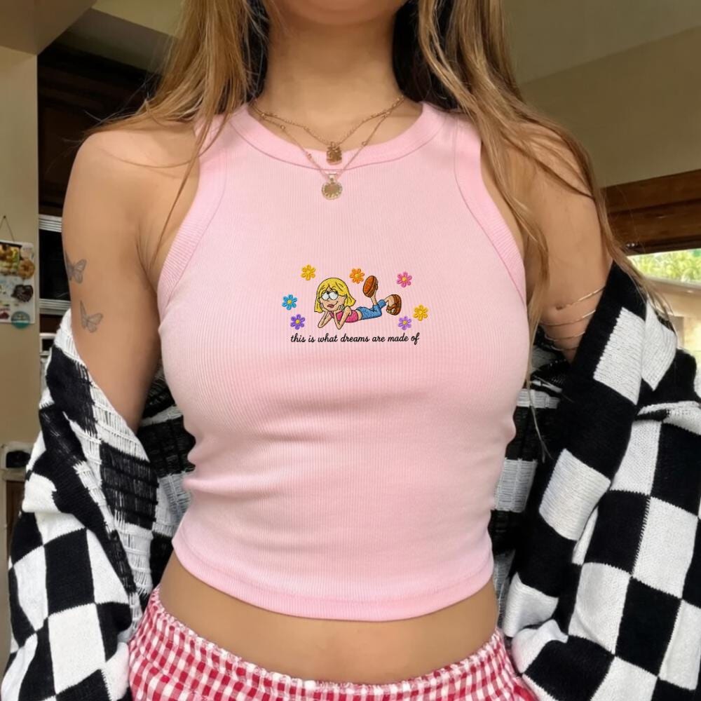 Lizzie McGuire Embroidered Crop Tank Top This Is What Dreams Are Made Of for Y2K Inspired 2000s Disney Vacation Outfit
