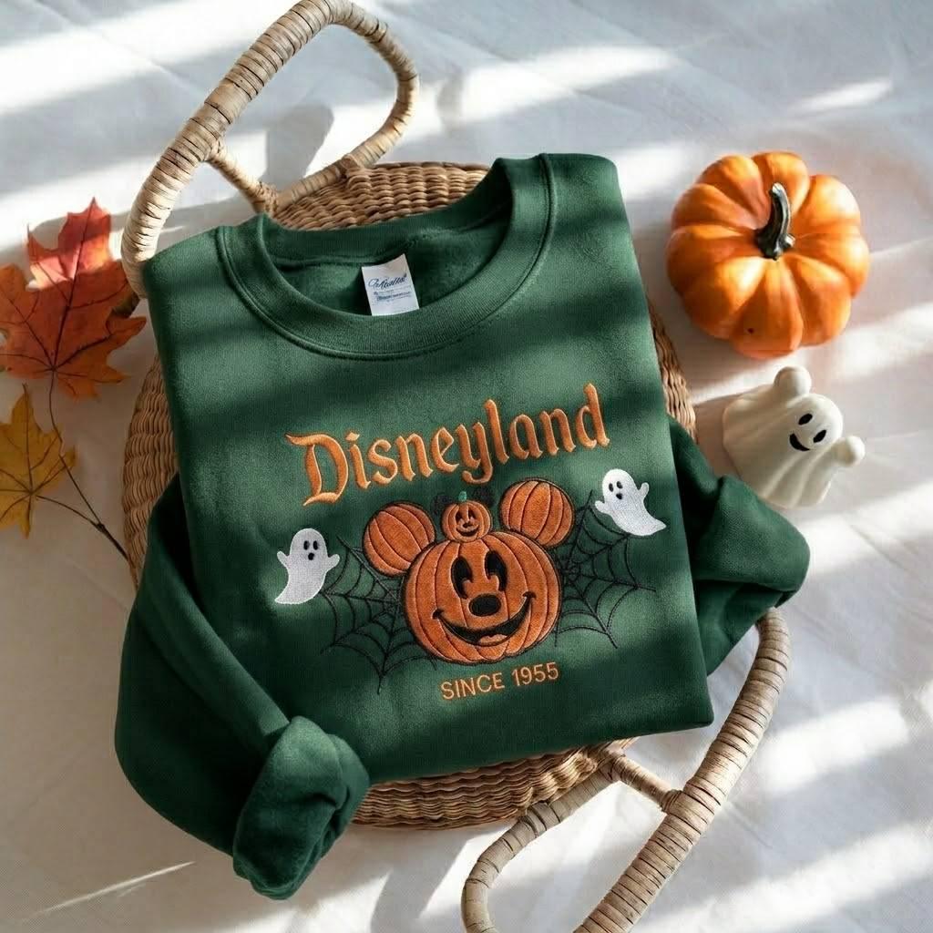 Embroidered Disneyland Halloween Sweatshirt With Cute Mickey Ghost for Disneyworld Fall Park Trip - photo 4