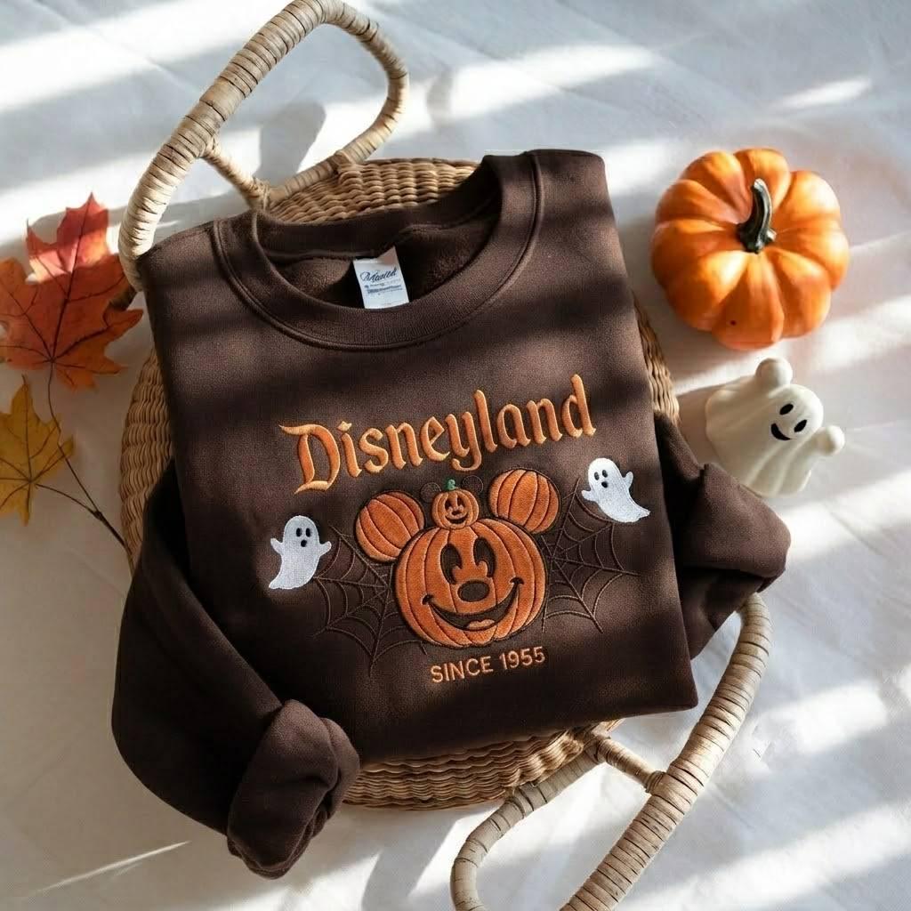Embroidered Disneyland Halloween Sweatshirt With Cute Mickey Ghost for Disneyworld Fall Park Trip - photo 5