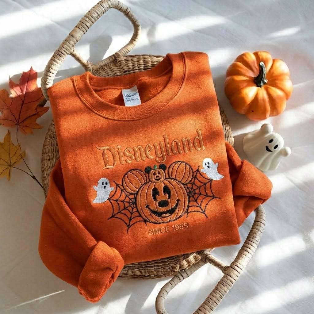 Embroidered Disneyland Halloween Sweatshirt With Cute Mickey Ghost for Disneyworld Fall Park Trip - photo 6